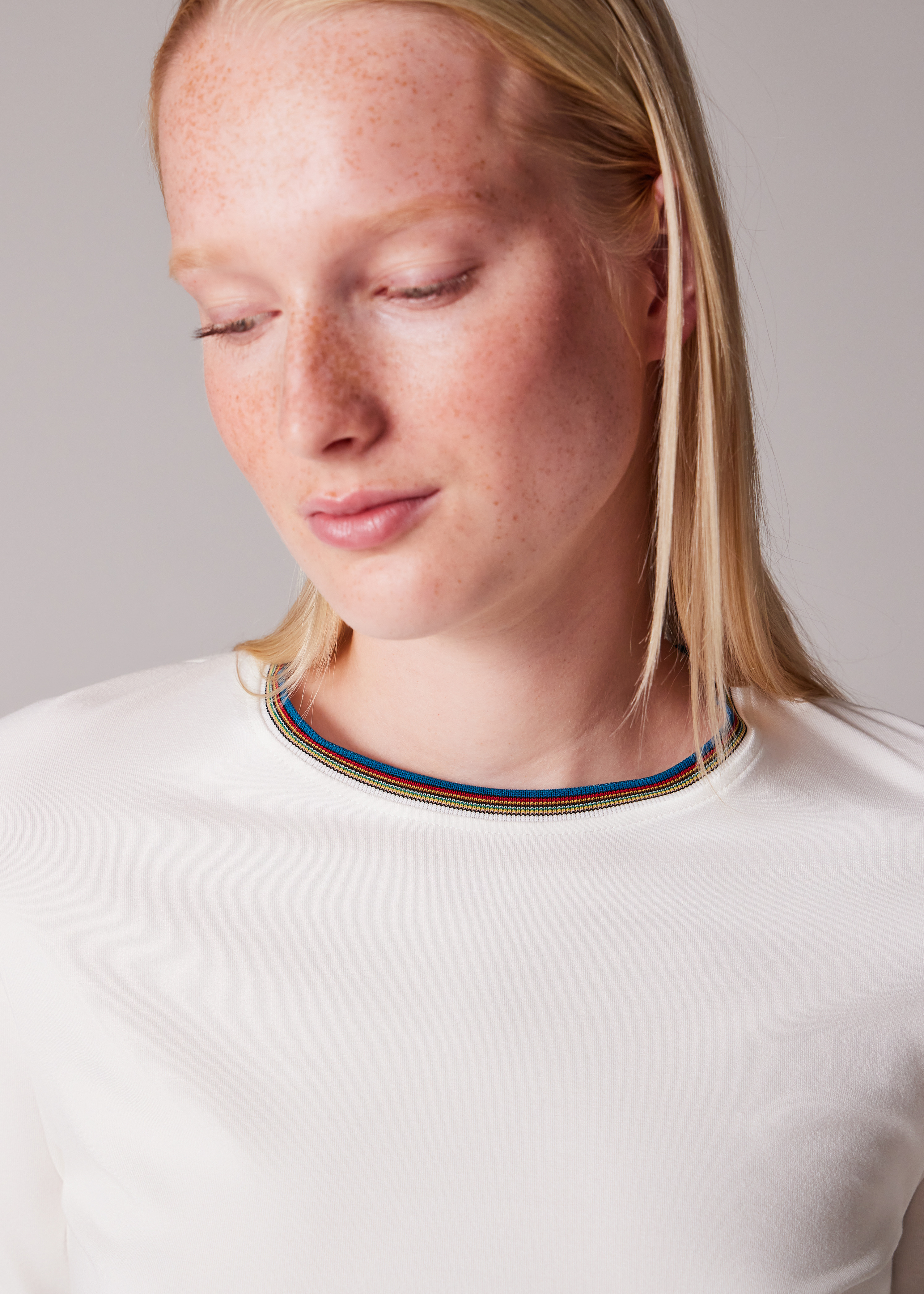Women's Ivory Viscose Top with 'Signature Stripe' Trim - 3