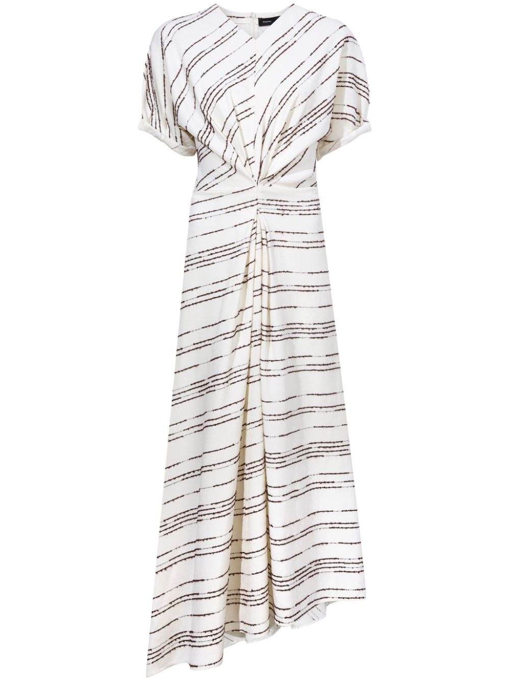 stripe-pattern asymmetric maxi dress - 1