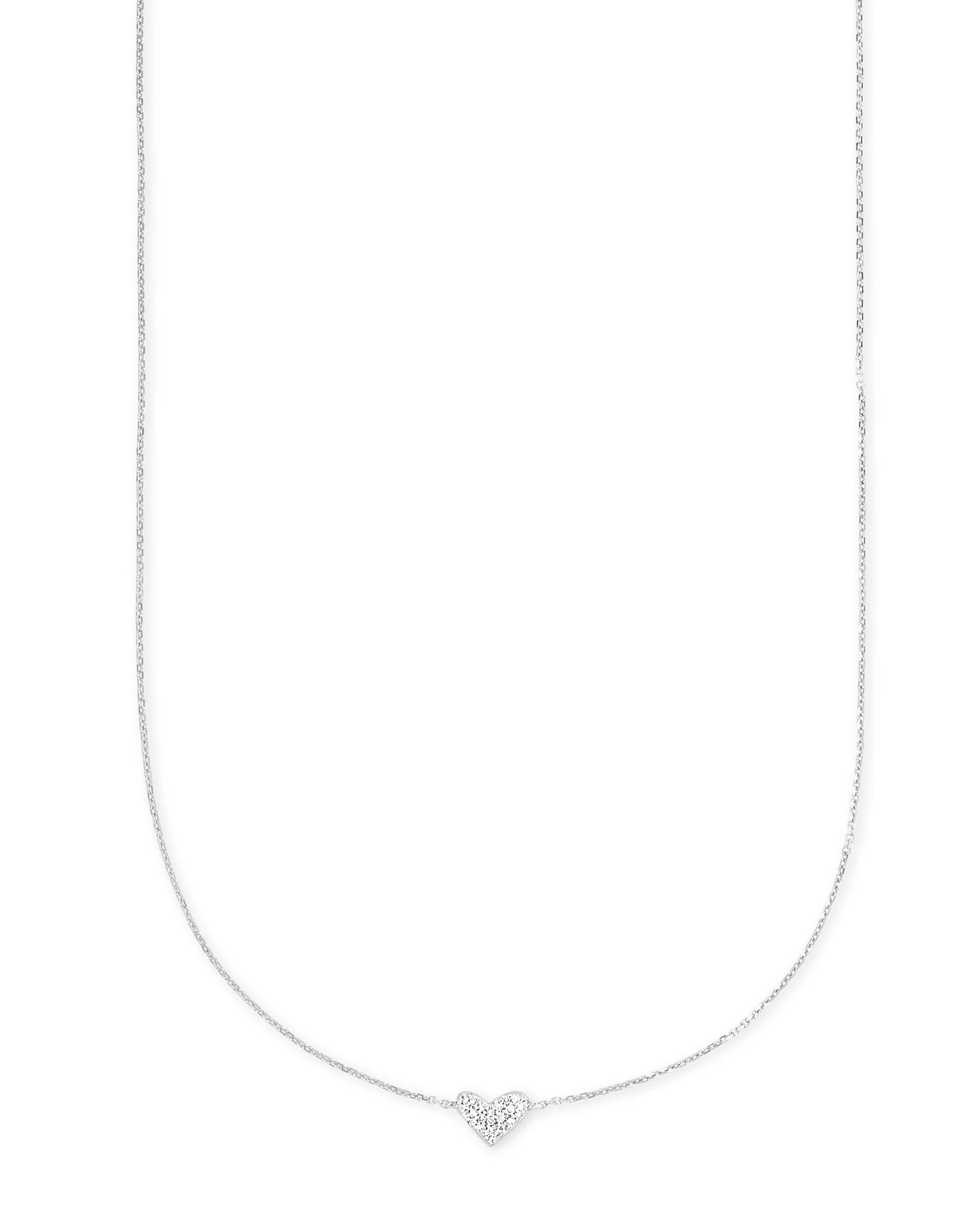 Heart 14k White Gold Pendant Necklace in White Diamonds - 1