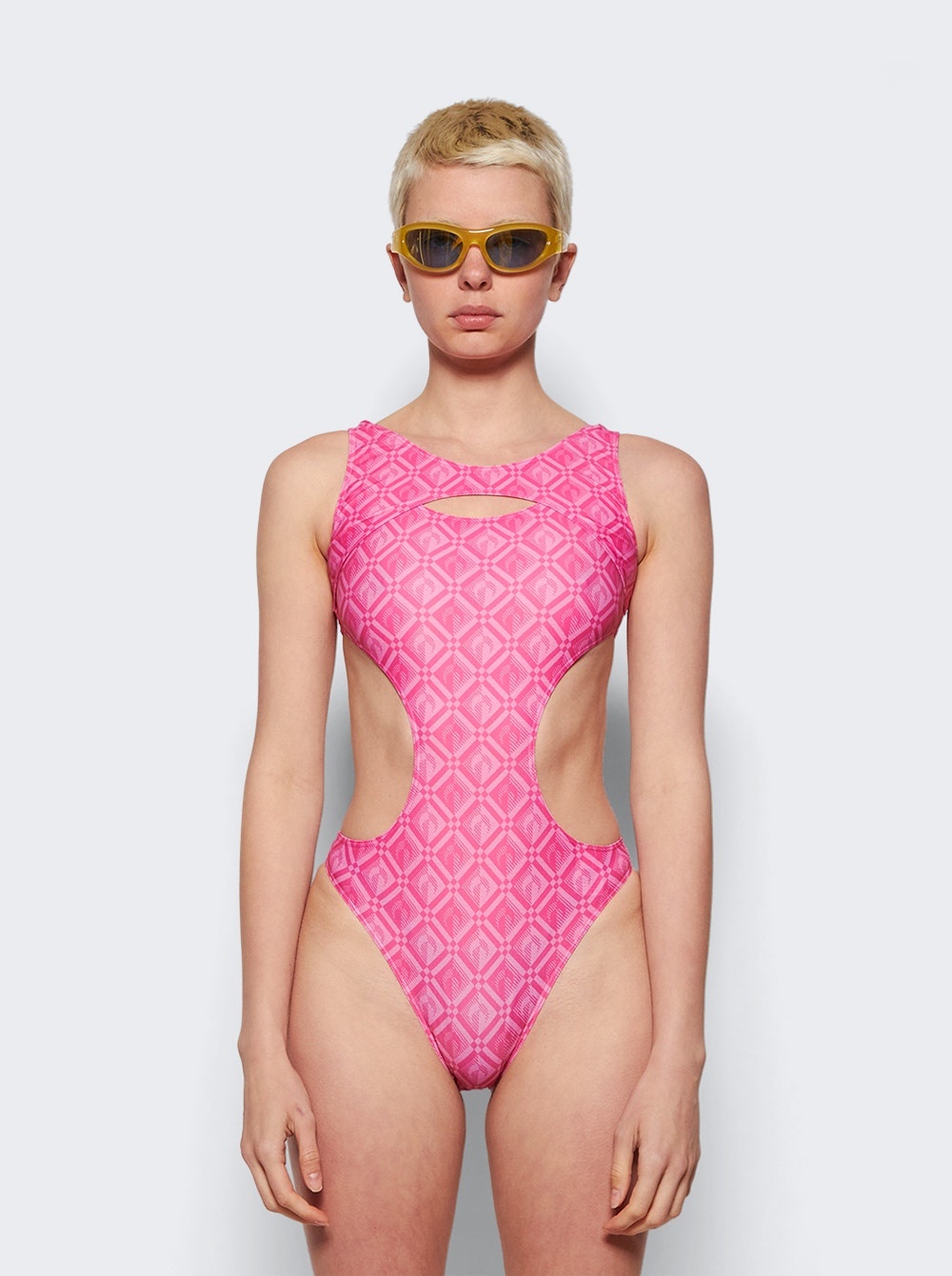 Marine Serre One-Piece Swimsuit Pink Moon Diamant