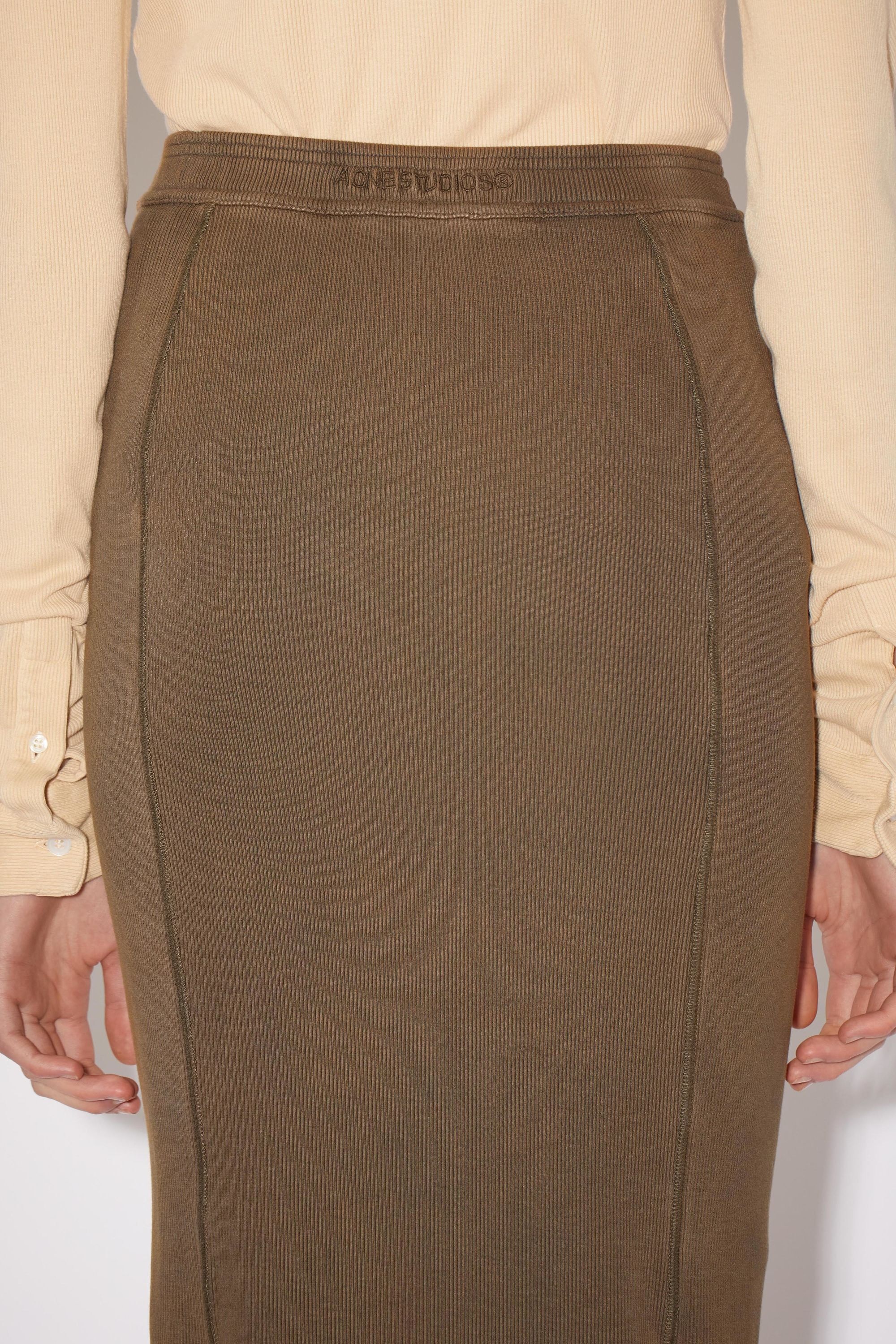 Ribbed Midi skirt - Brown - 4
