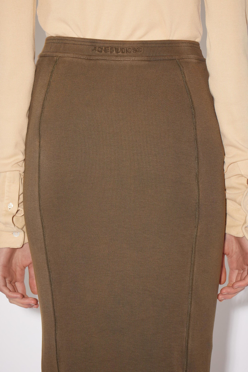 Ribbed Midi skirt - Brown 4