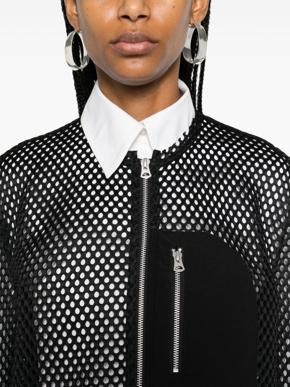 perforated zip-up jacket - 5