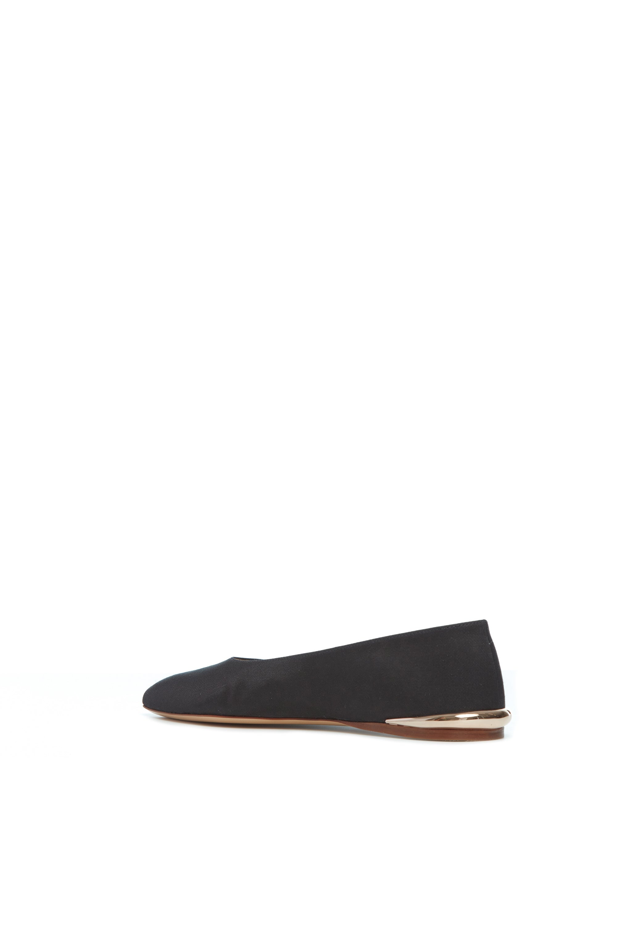 Fleur Ballerina Flat in Black Satin - 3