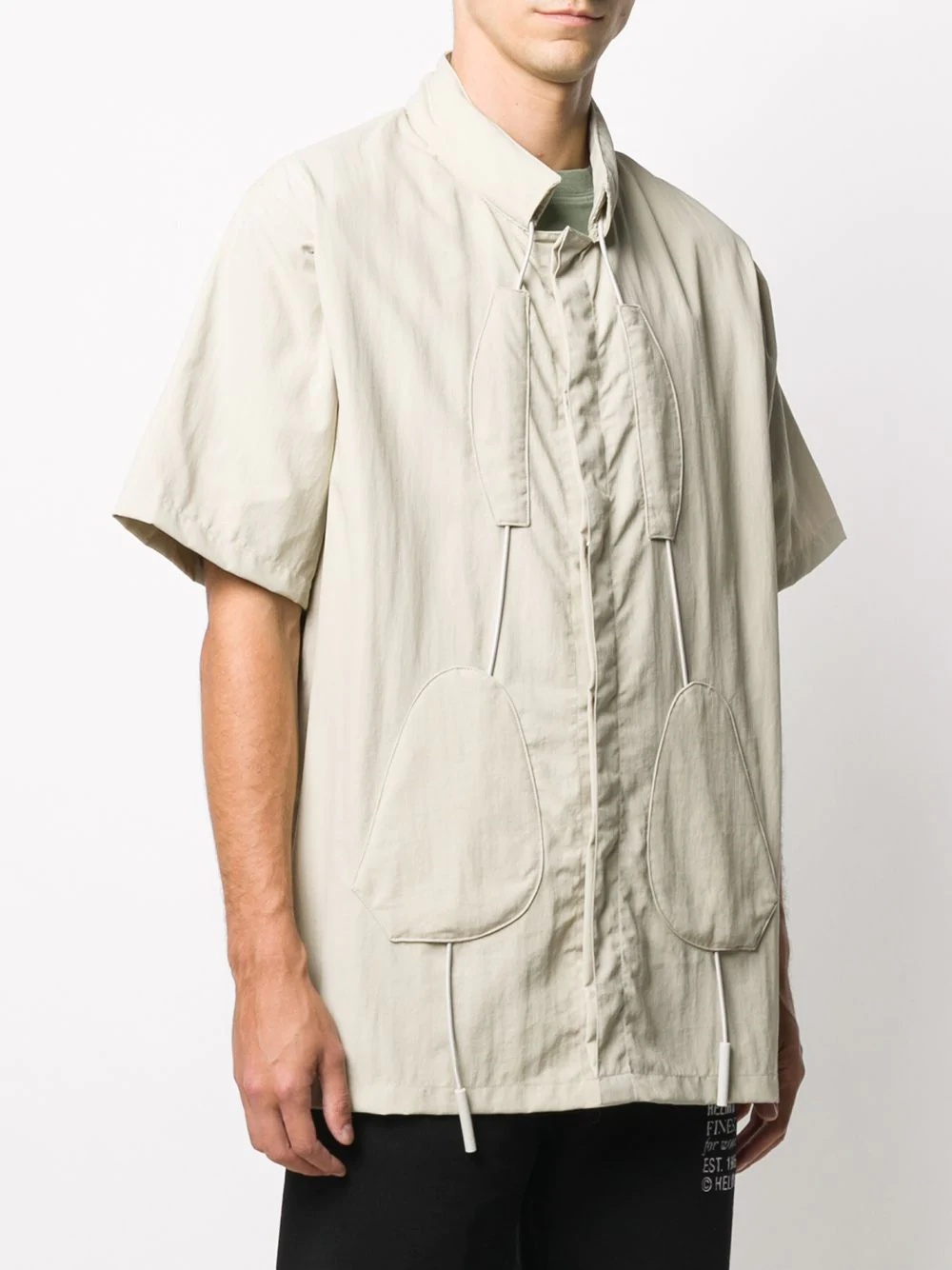 3D drawcord patch shirt - 3