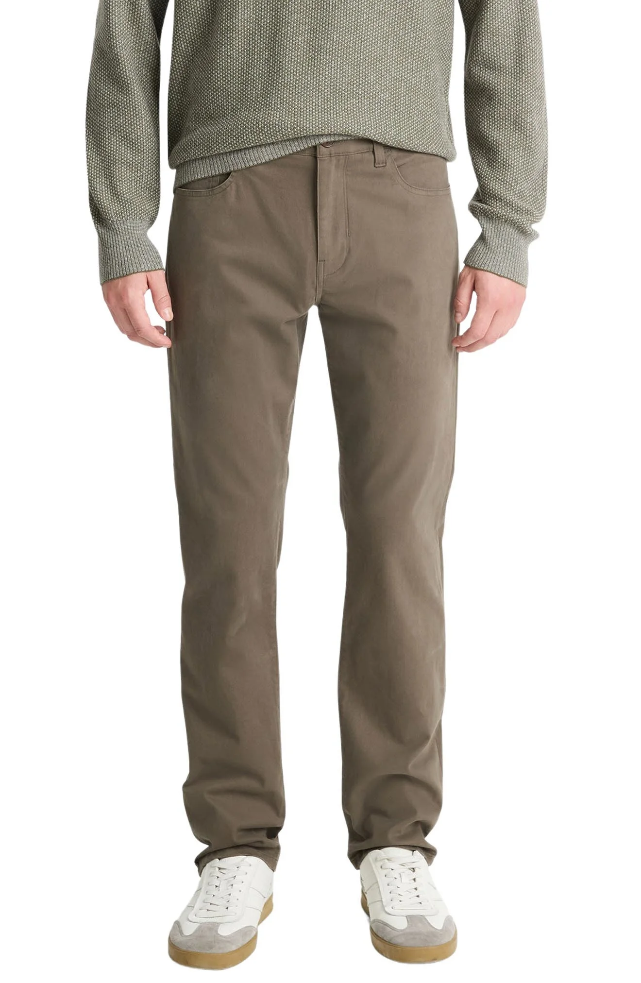 Vince Dylan Slim Fit Peached Stretch Cotton Pants in Frog at Nordstrom - 1