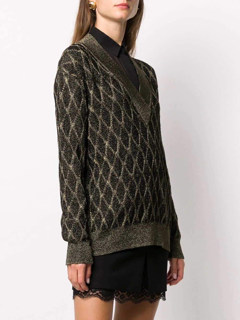 diamond knit cricket jumper - 3