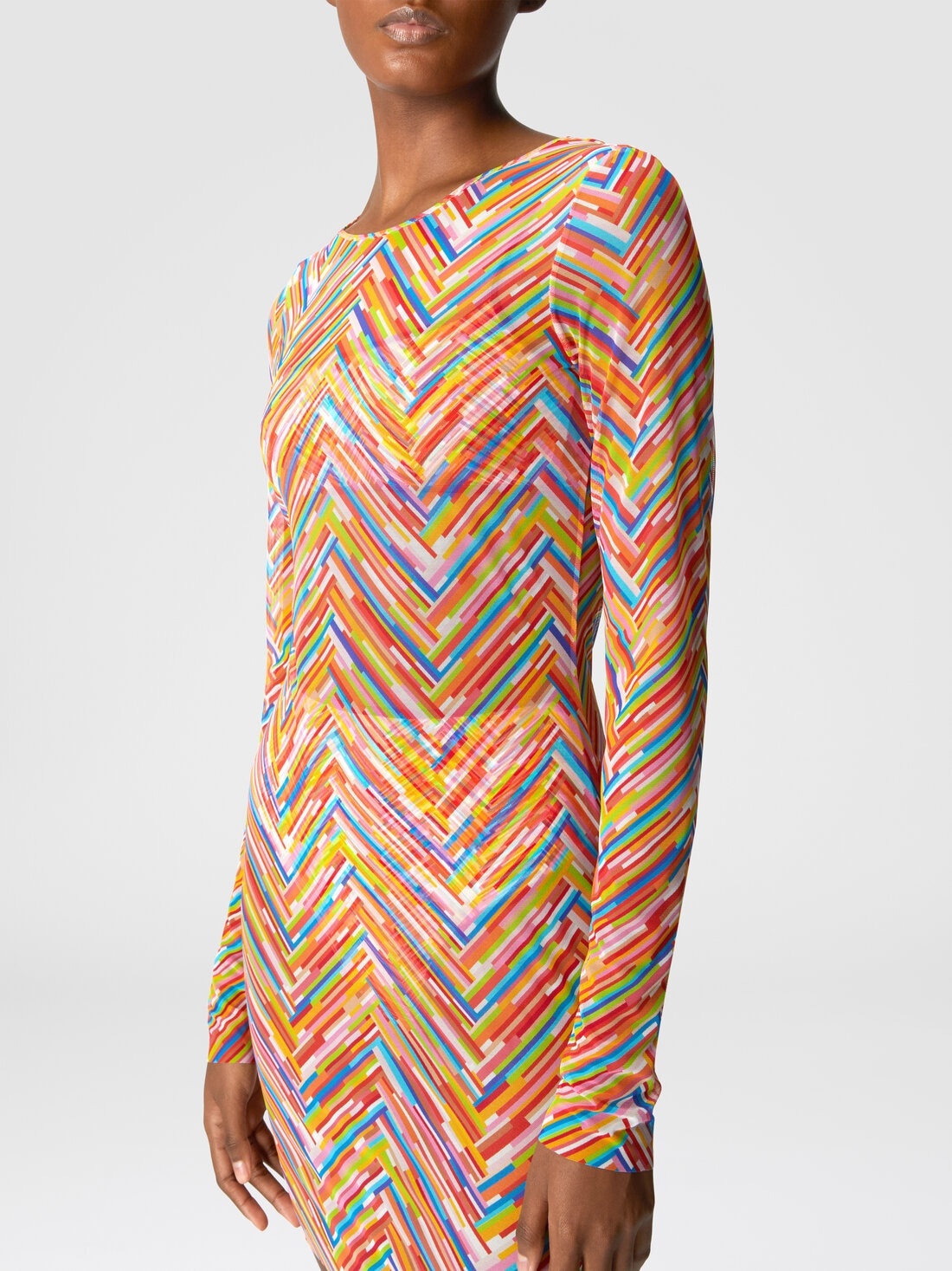 Long-sleeved dress in printed tulle - 4