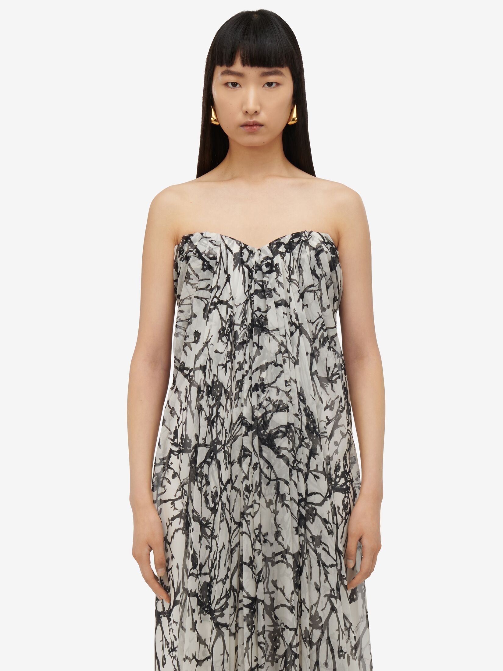 Women's Cherry Branches Bustier Evening Dress in Calico - 5