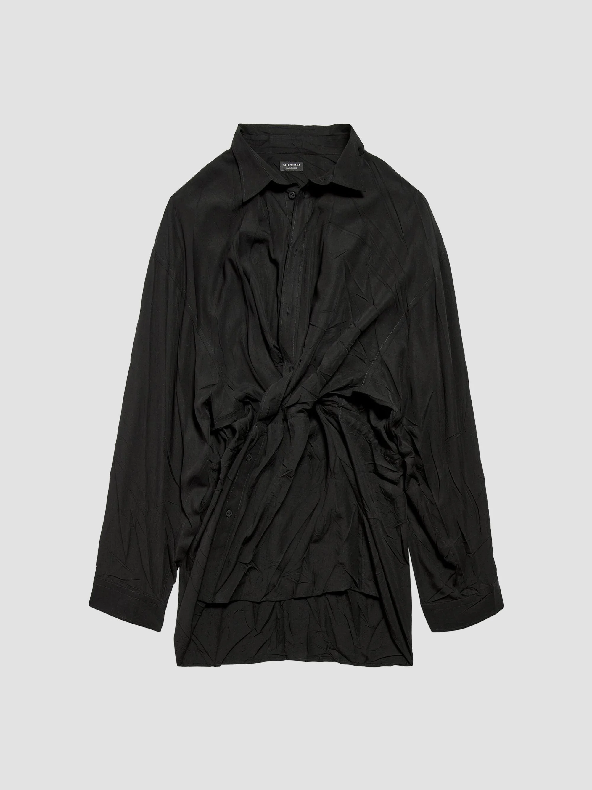 Women's Shirt Mini Dress - Black - 1