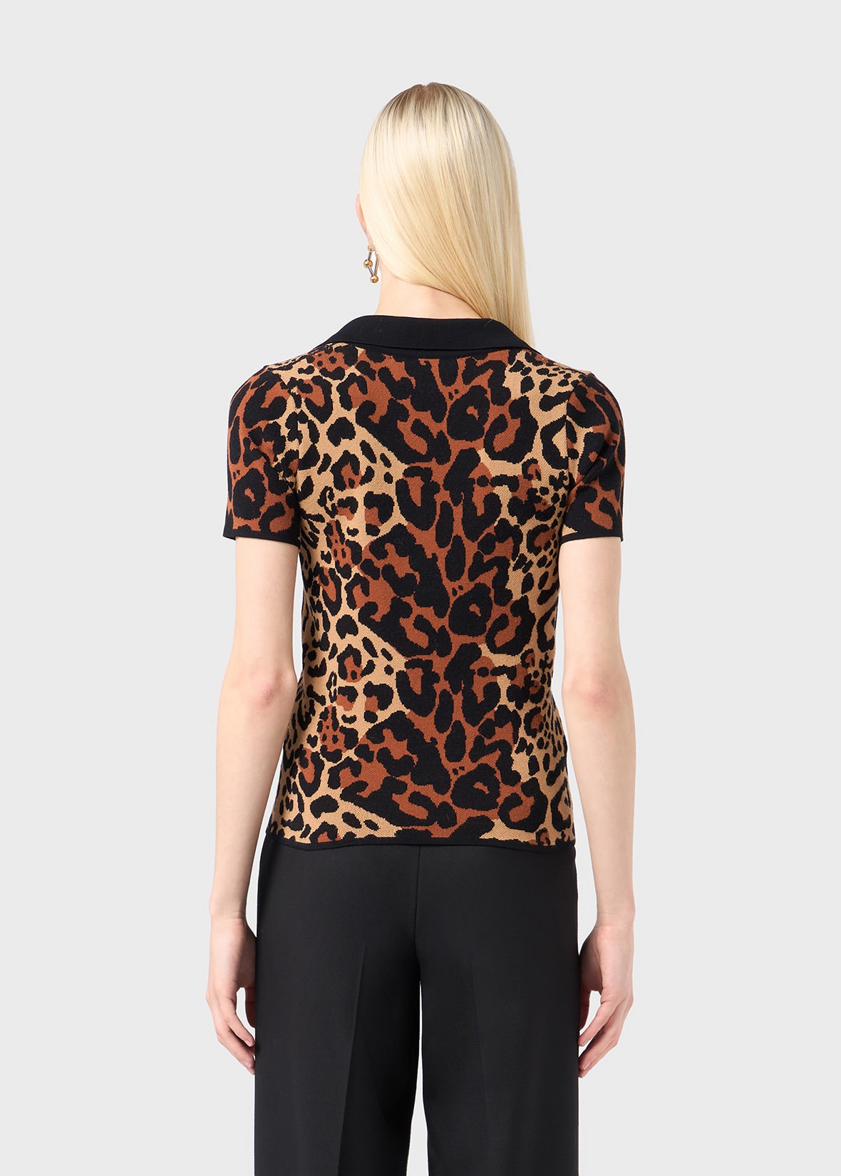 ANIMALIER PRINT VISCOSE POLO SHIRT - 4