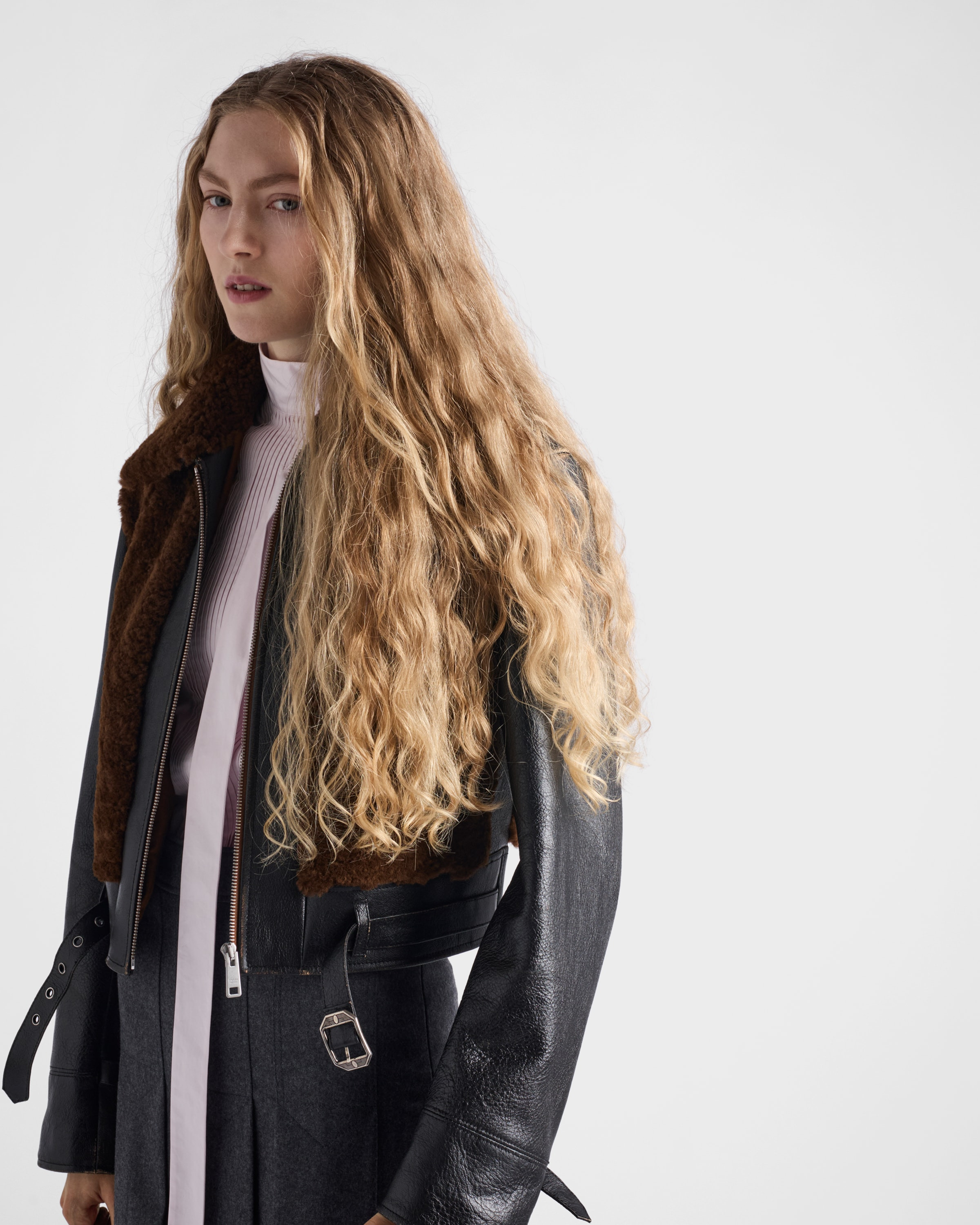 Leather and shearling jacket - 4