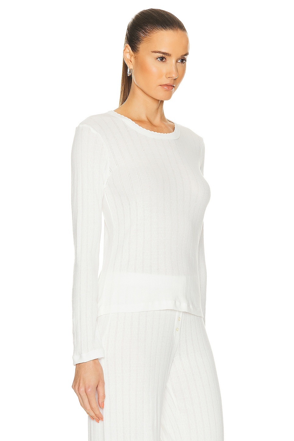 Pointelle Slim Fit Long Sleeve Top - 2