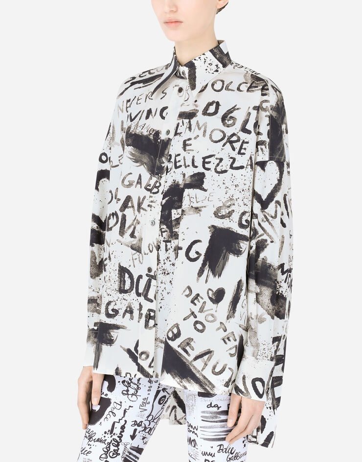 Poplin shirt with DG graffiti print - 5