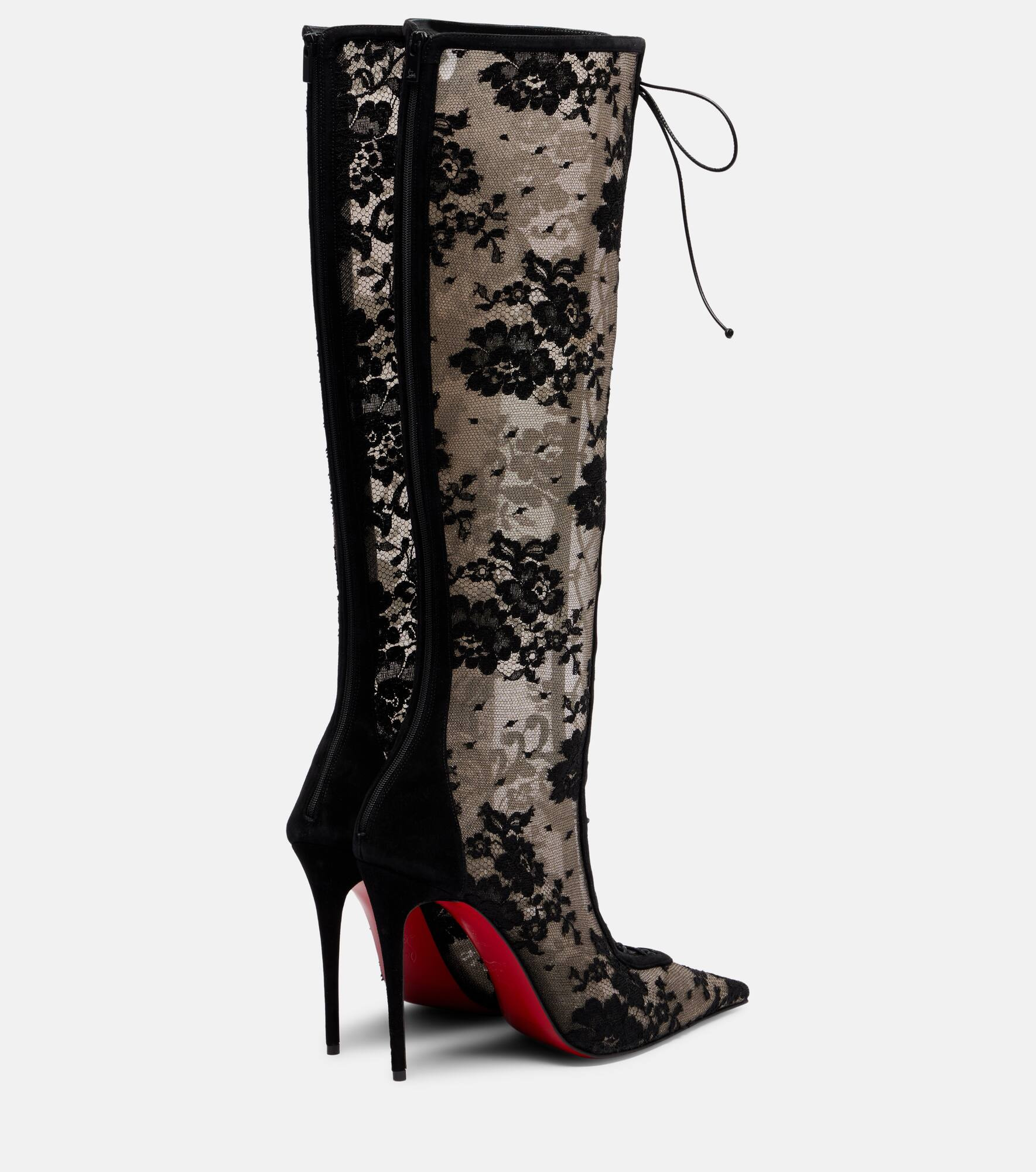 KM  100 lace-trimmed leather knee-high boots - 2