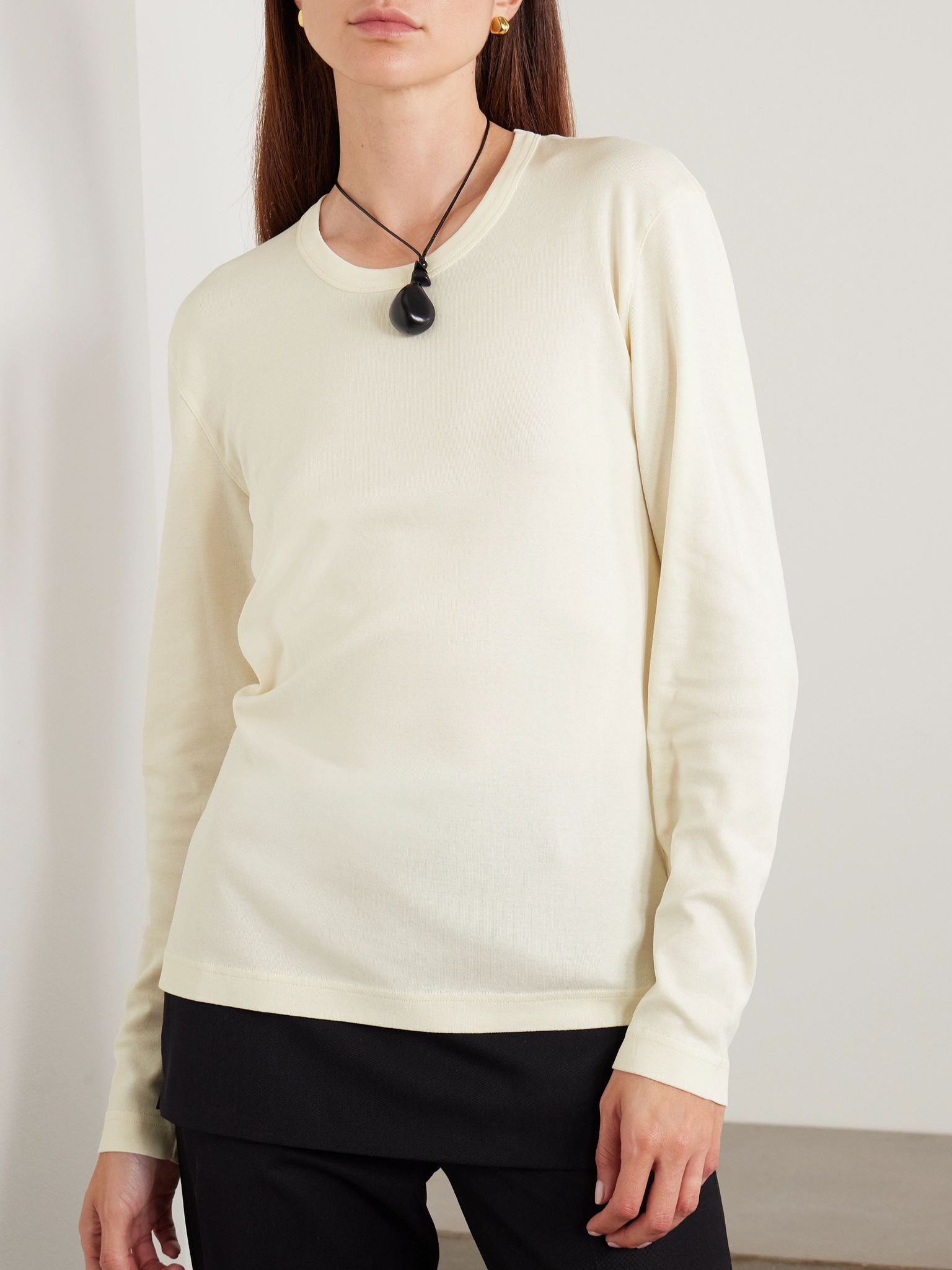 Organic cotton-jersey T-shirt Cream - 3