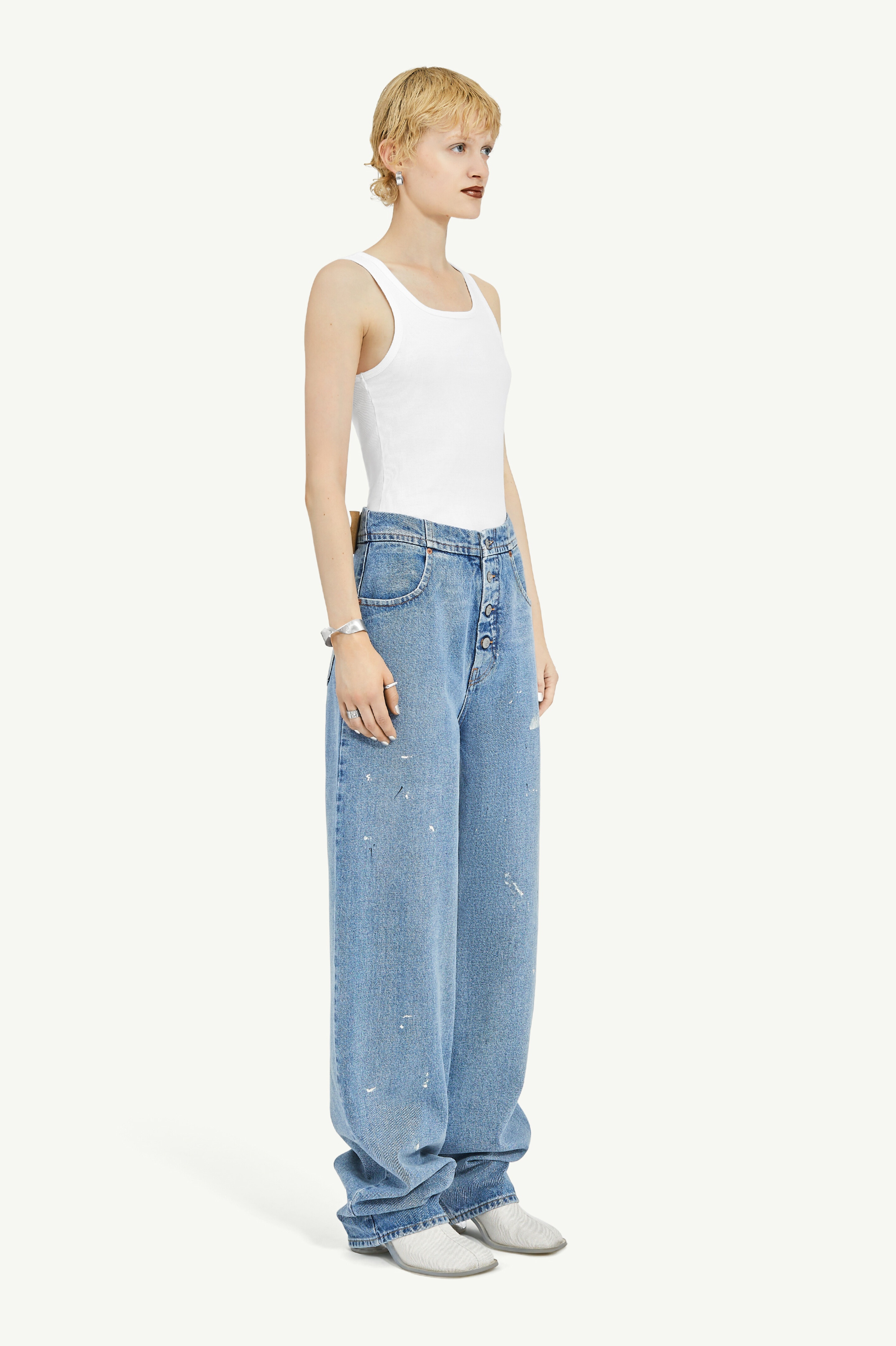 Loose Fit Denim Trousers - 3