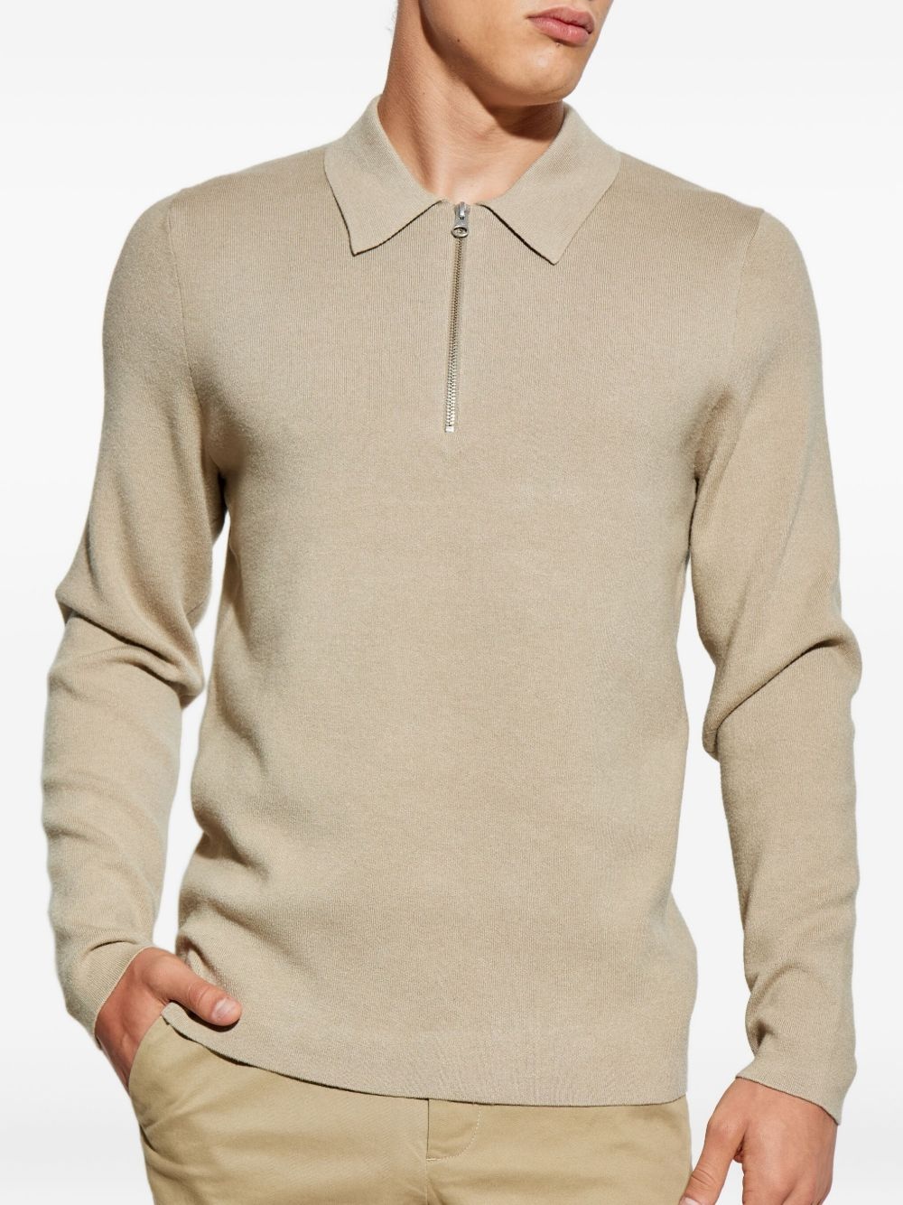 zip-neck polo shirt - 3
