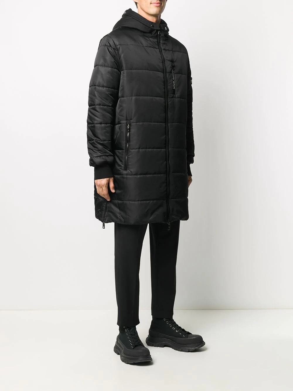 quilted zip-up coat - 3