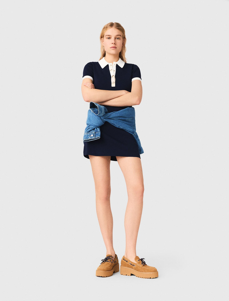 maje Contrast-trim polo dress outlook