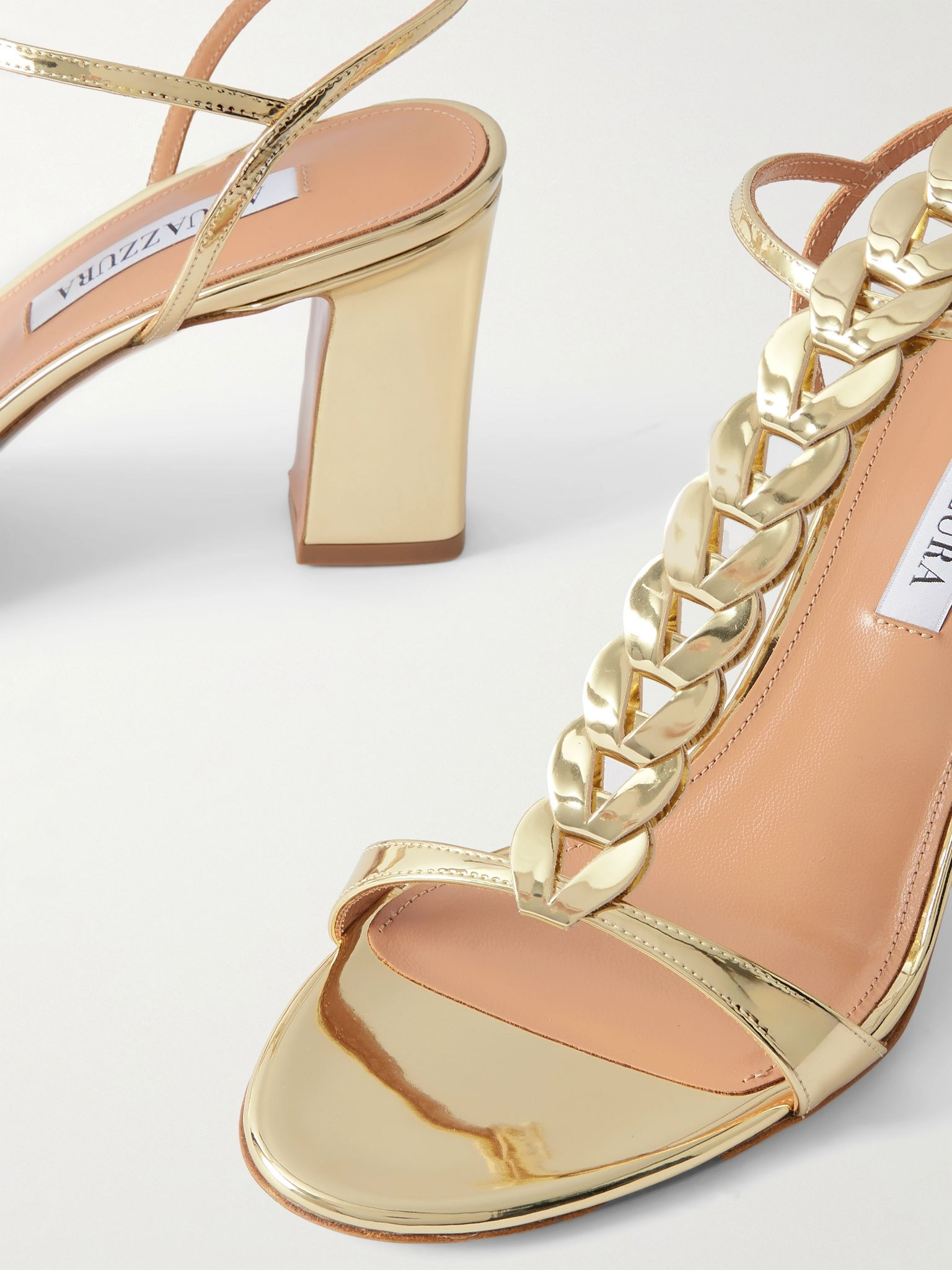 Destiny Gladiator 85 braided metallic leather sandals Shiny gold - 4