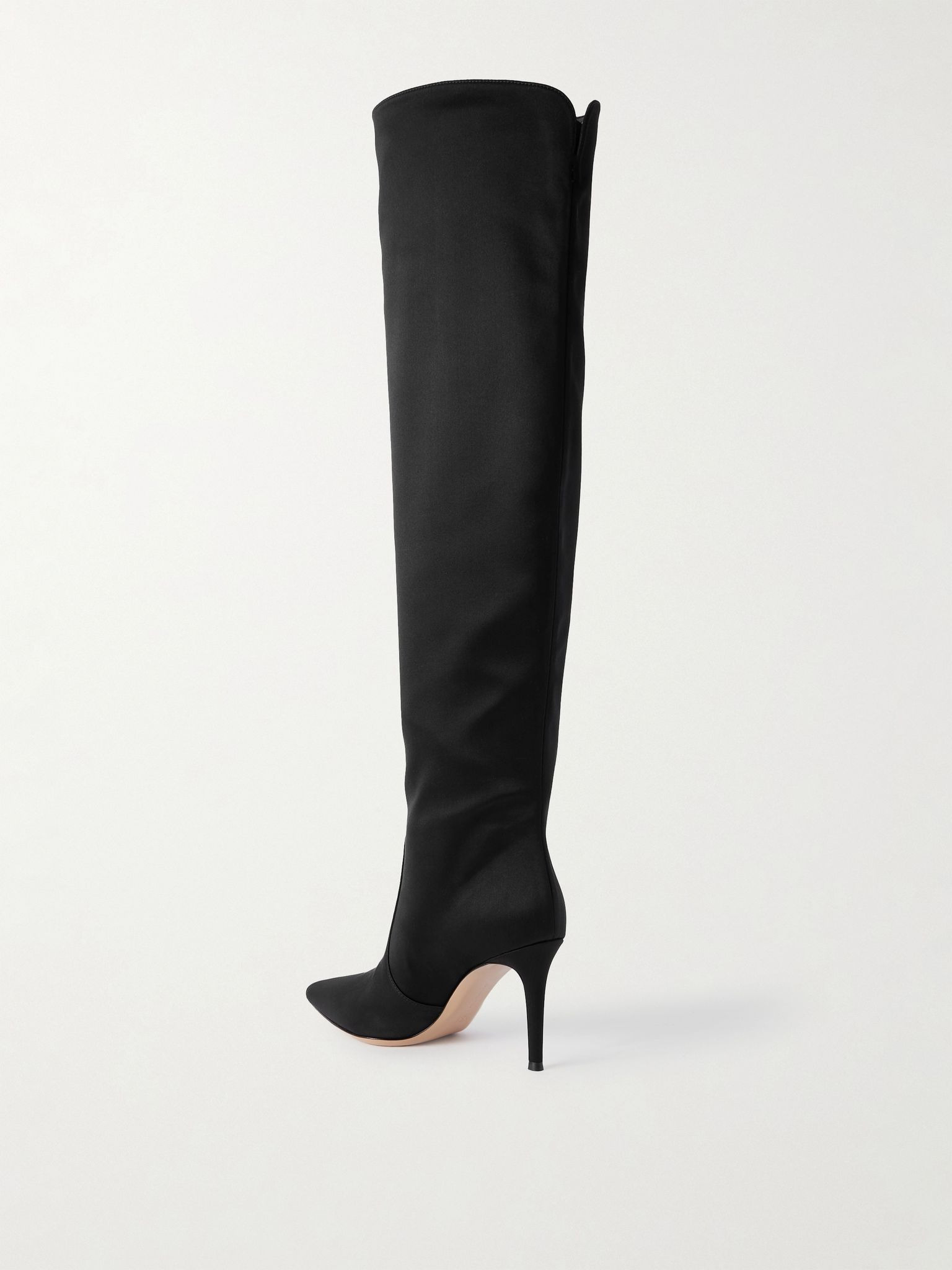 Hansen 85 satin-crepe over-the-knee boots Black - 3