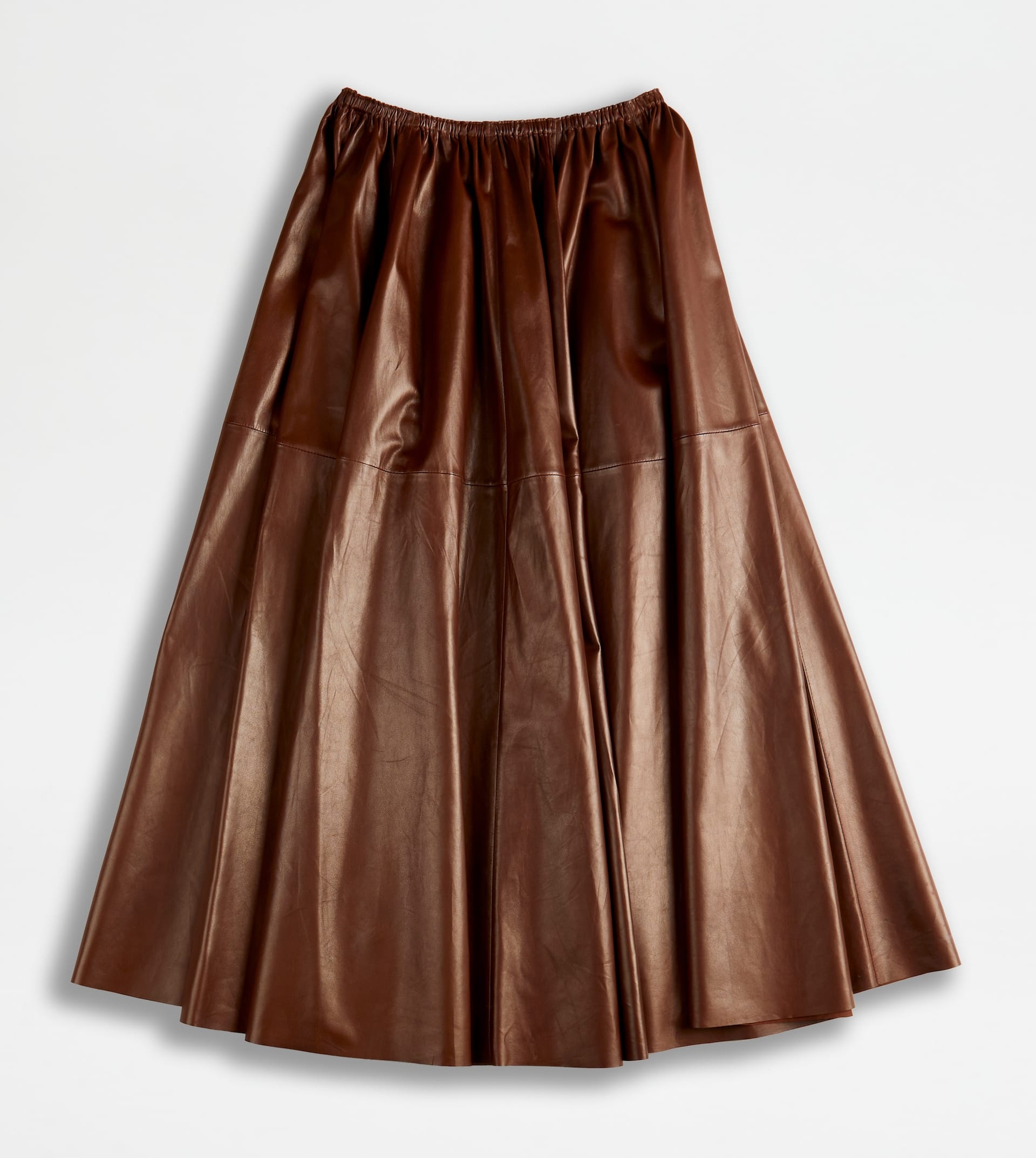 FLARED SKIRT IN LEATHER - BROWN - 8