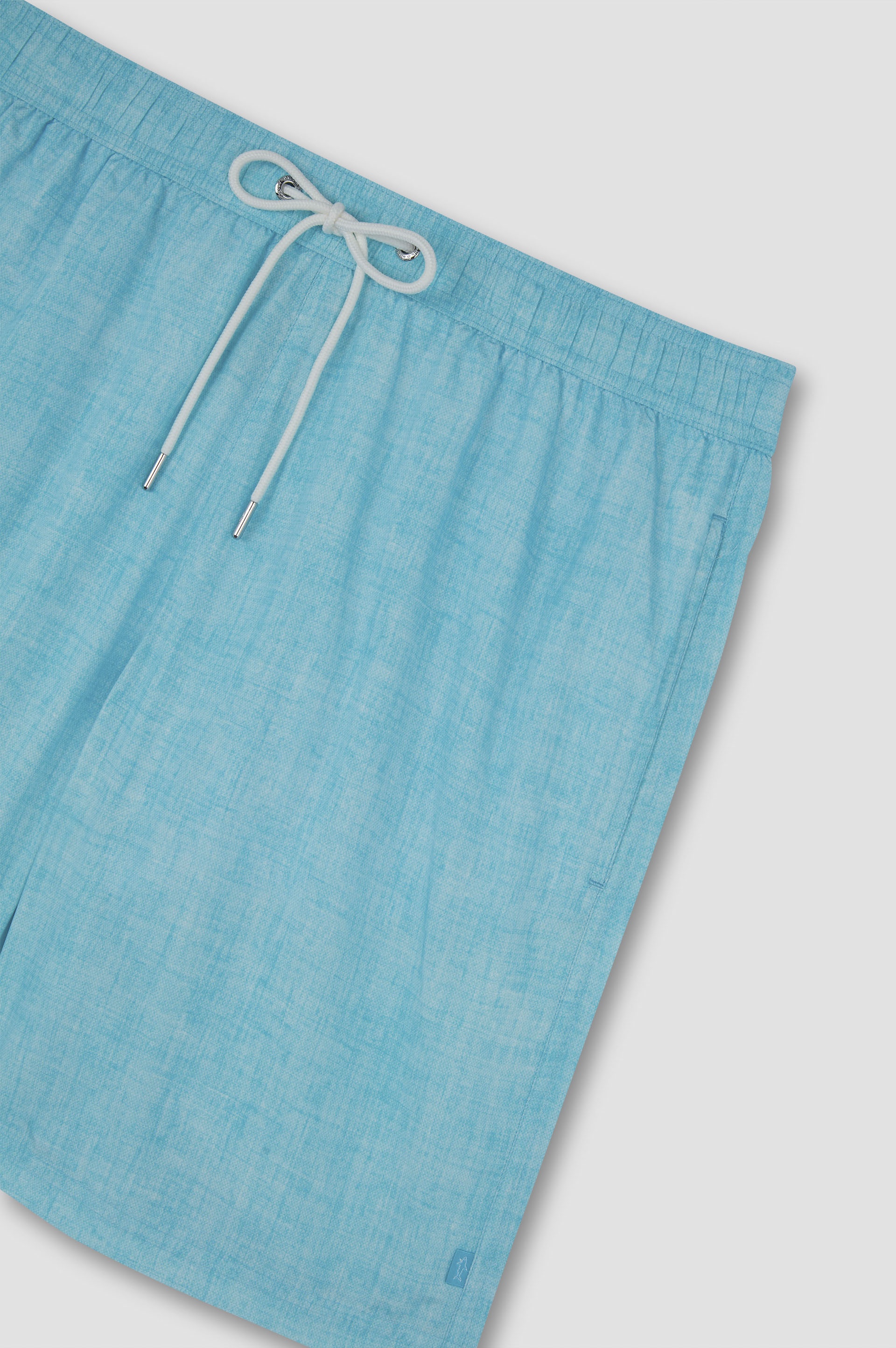 SWIM SHORTS WITH LINEN-EFFECT PRINT - 5