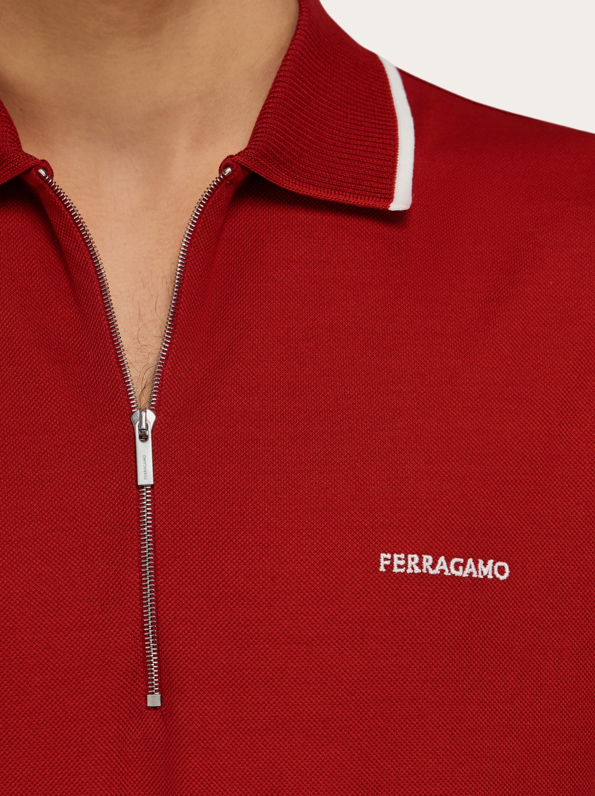 Cotton polo shirt with zip closure - 4