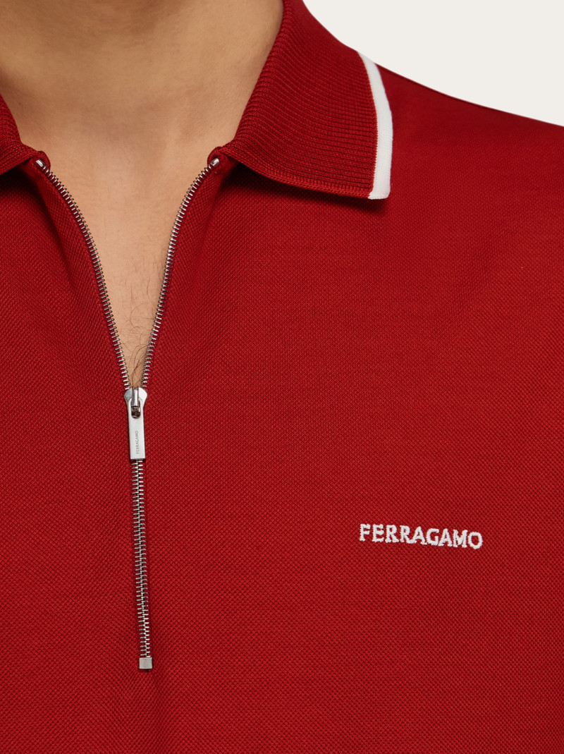 Cotton polo shirt with zip closure 4