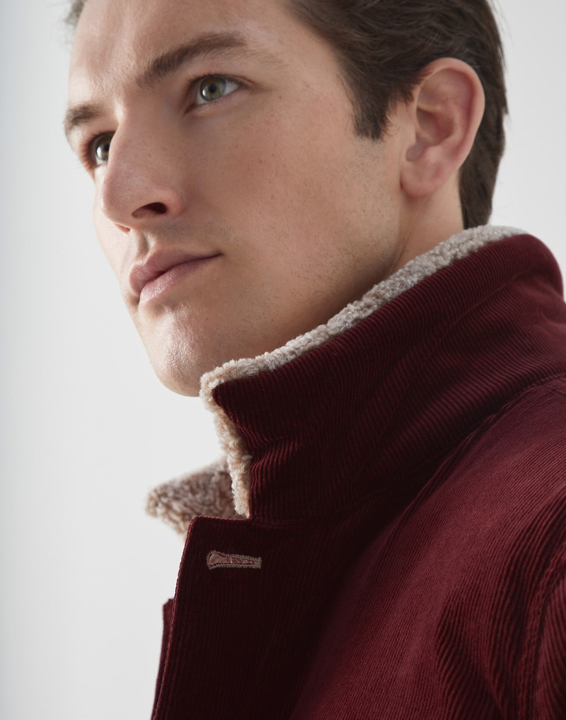 Comfort cotton and cashmere corduroy four-pocket jacket with shearling lining 3