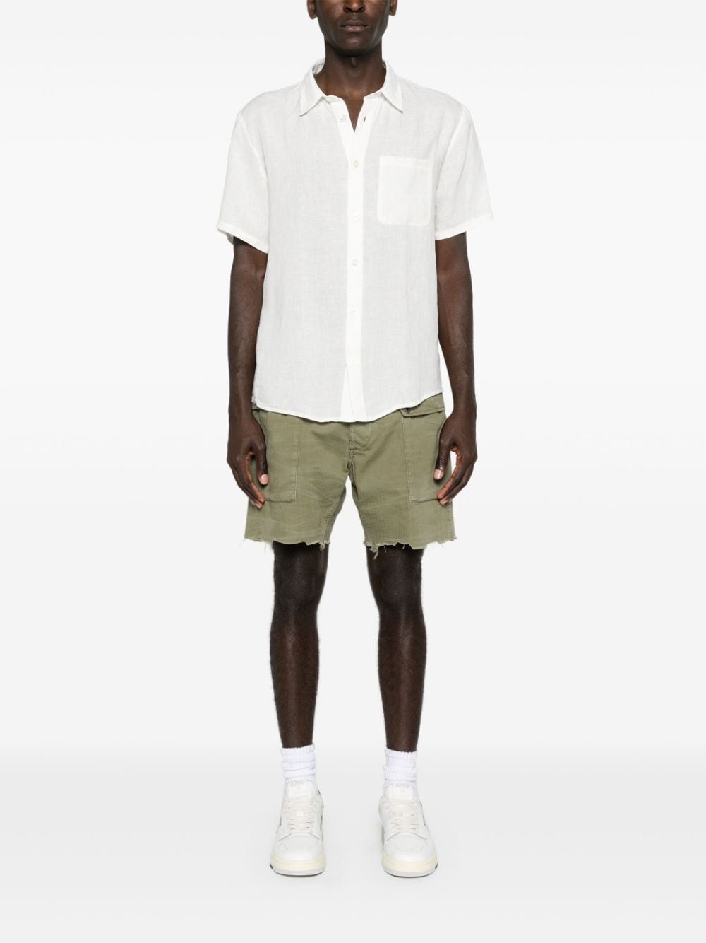chest-pocket linen shirt - 2