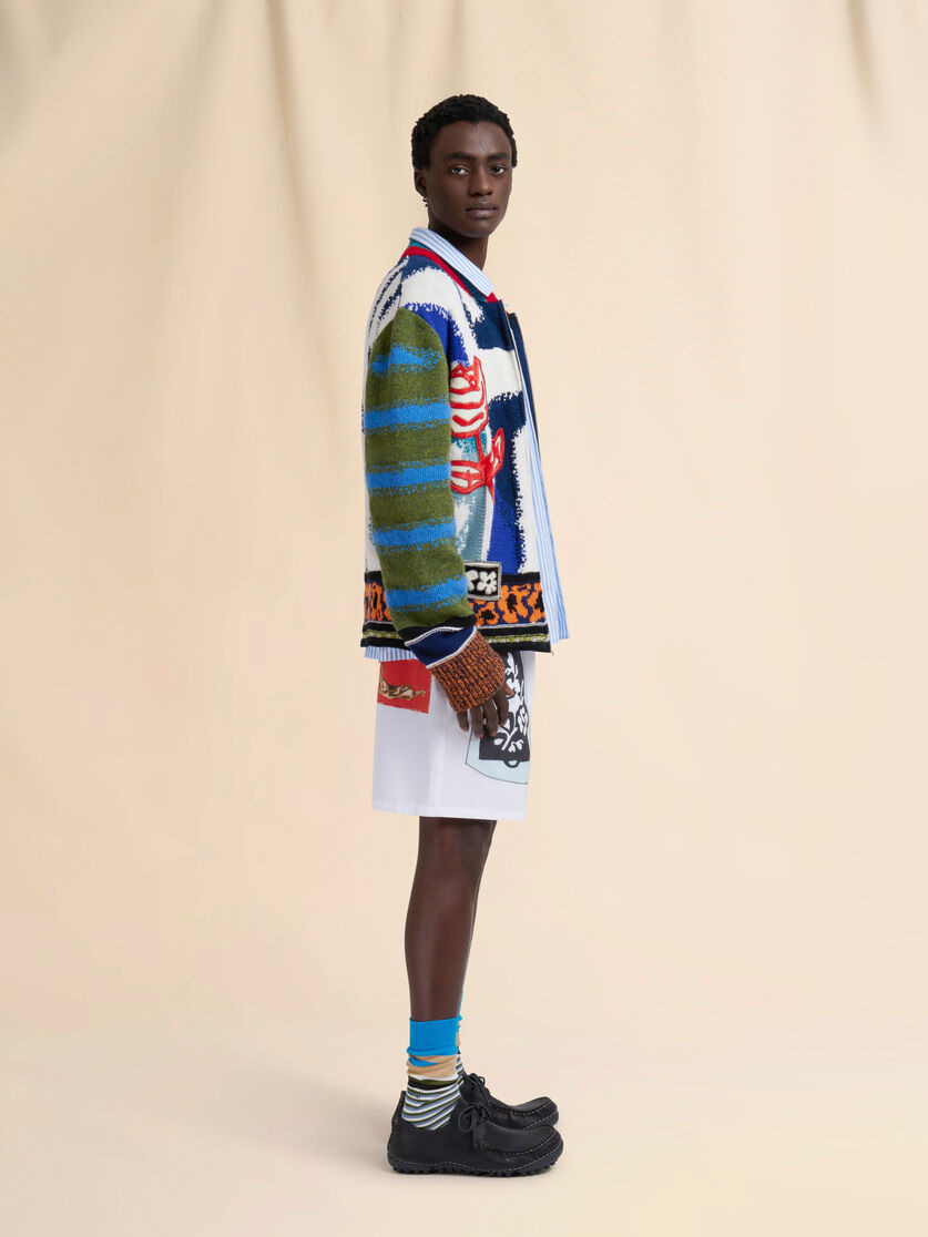 LIGHT BLUE STRIPED POPLIN BOWLING SHIRT - 5