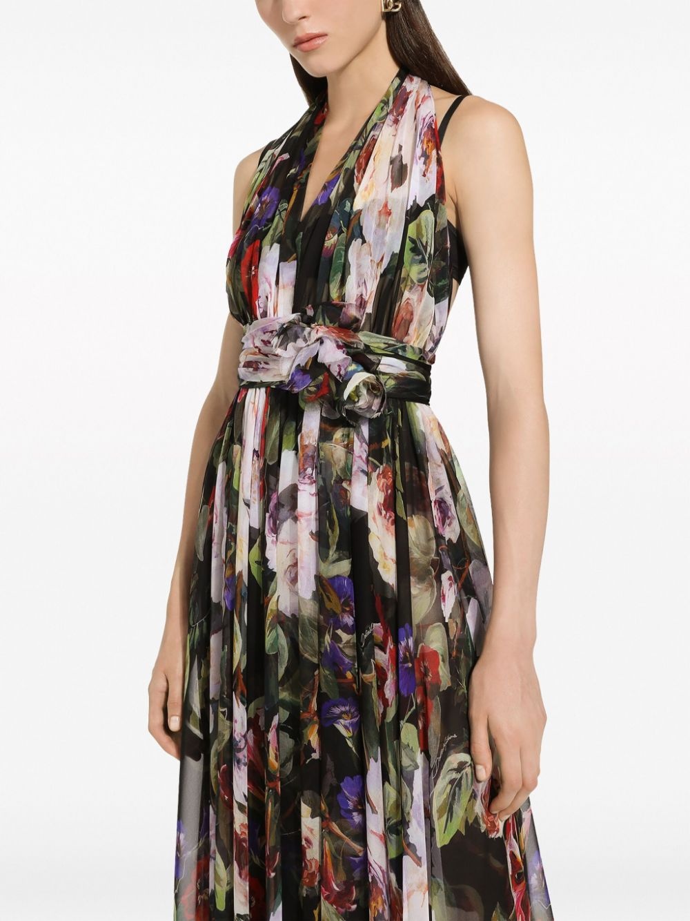 floral-print silk midi dress - 5