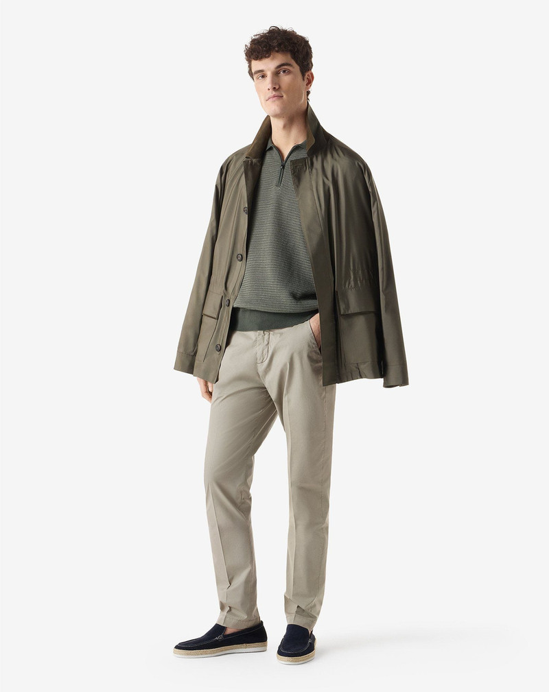 CORNELIANI Light green garment-dyed gabardine trousers outlook