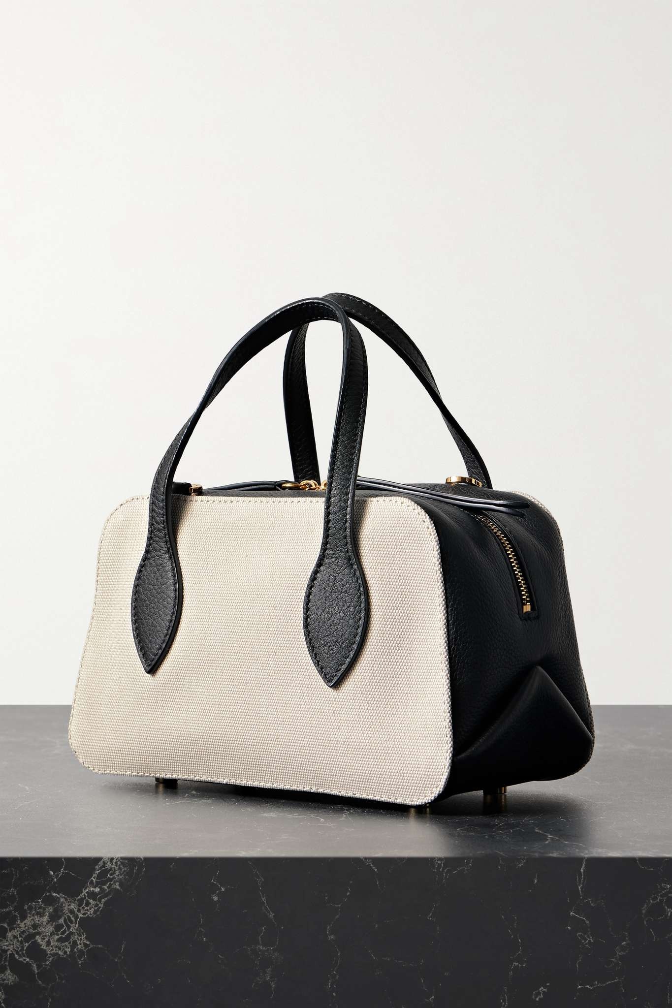 Maeve small textured-leather and canvas tote - 3