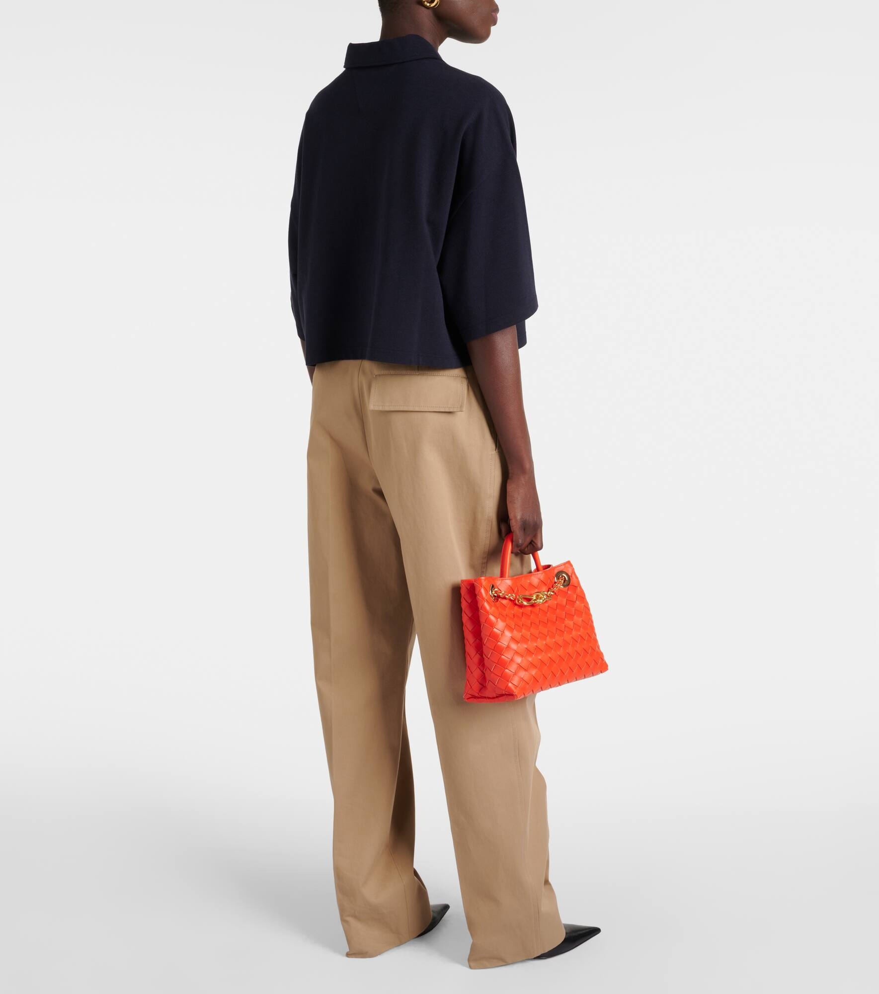 Cropped cotton-blend piqué polo shirt - 3