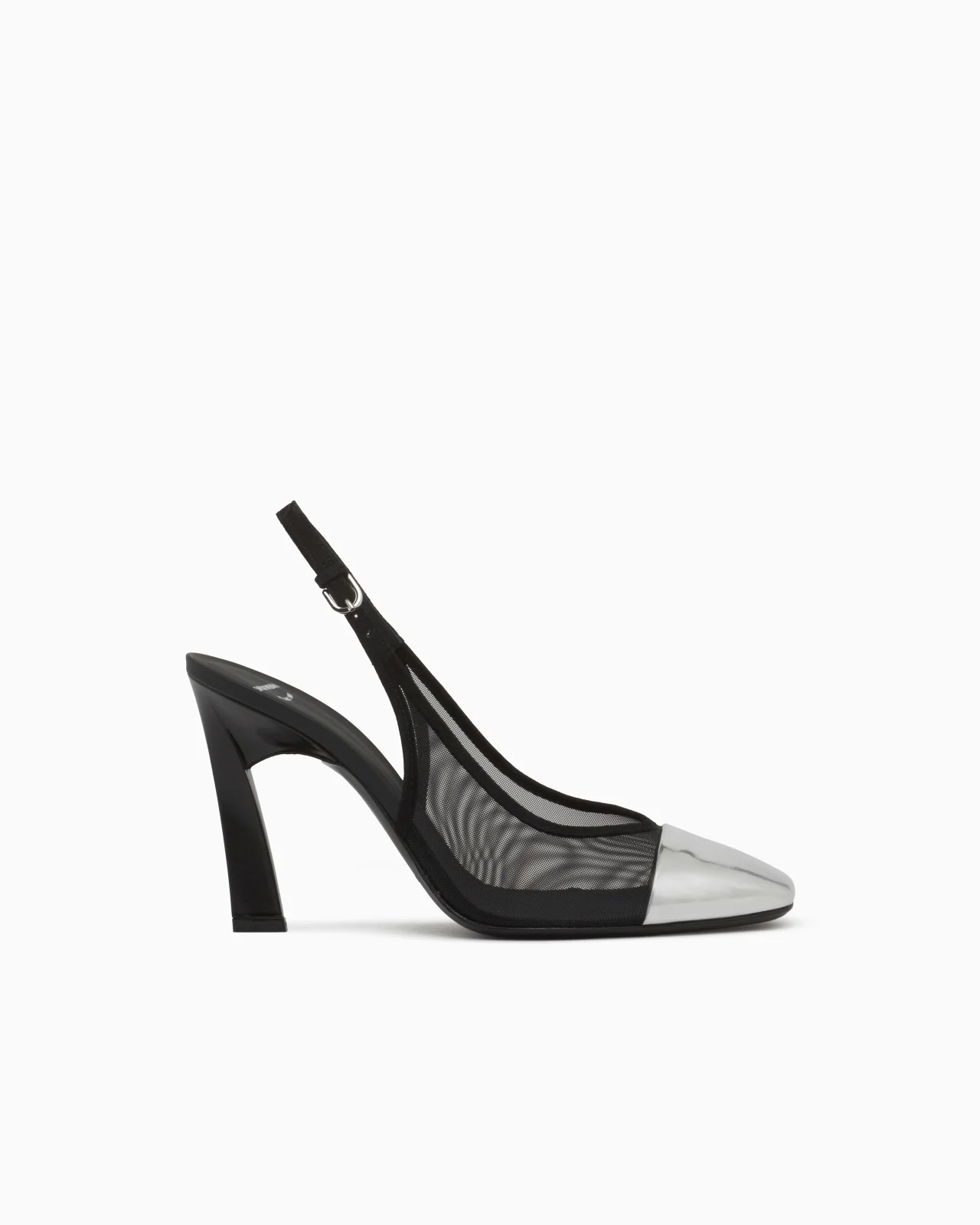SLINGBACK HEELS IN MESH AND SUEDE WITH A MIRRORED TOE CAP - 1