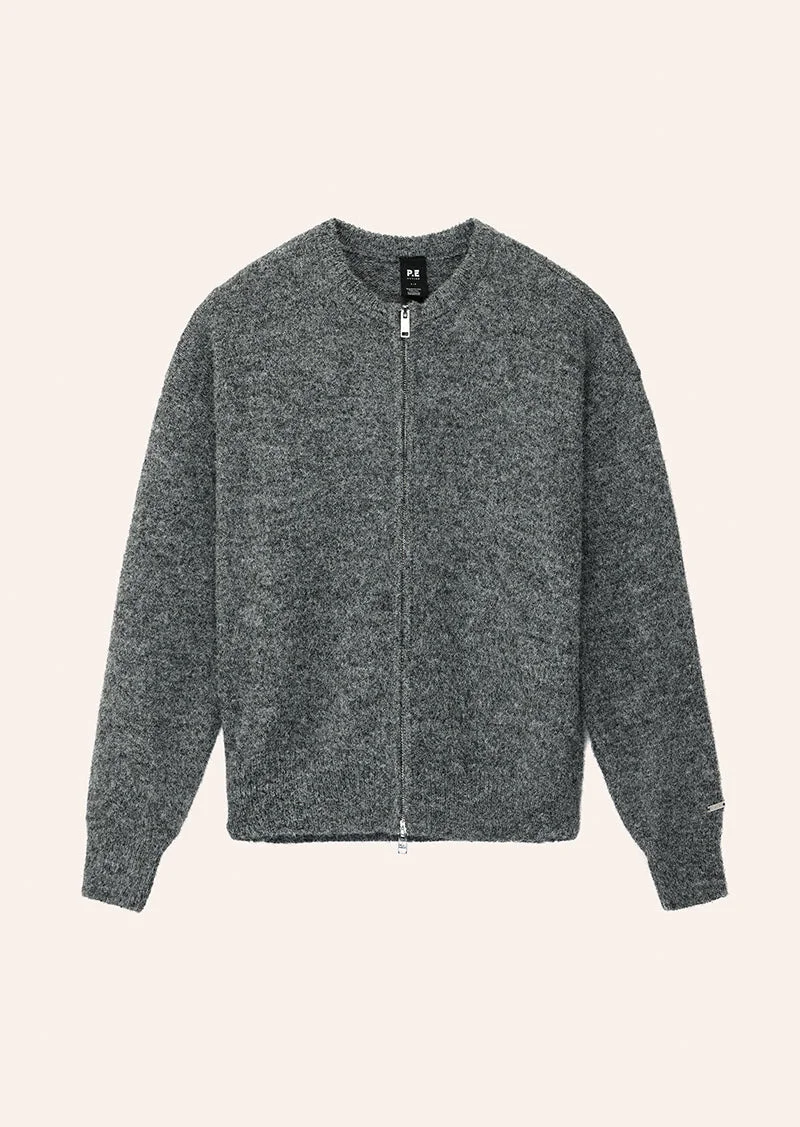 SABLE KNIT BOMBER IN GREY MARLE - 1