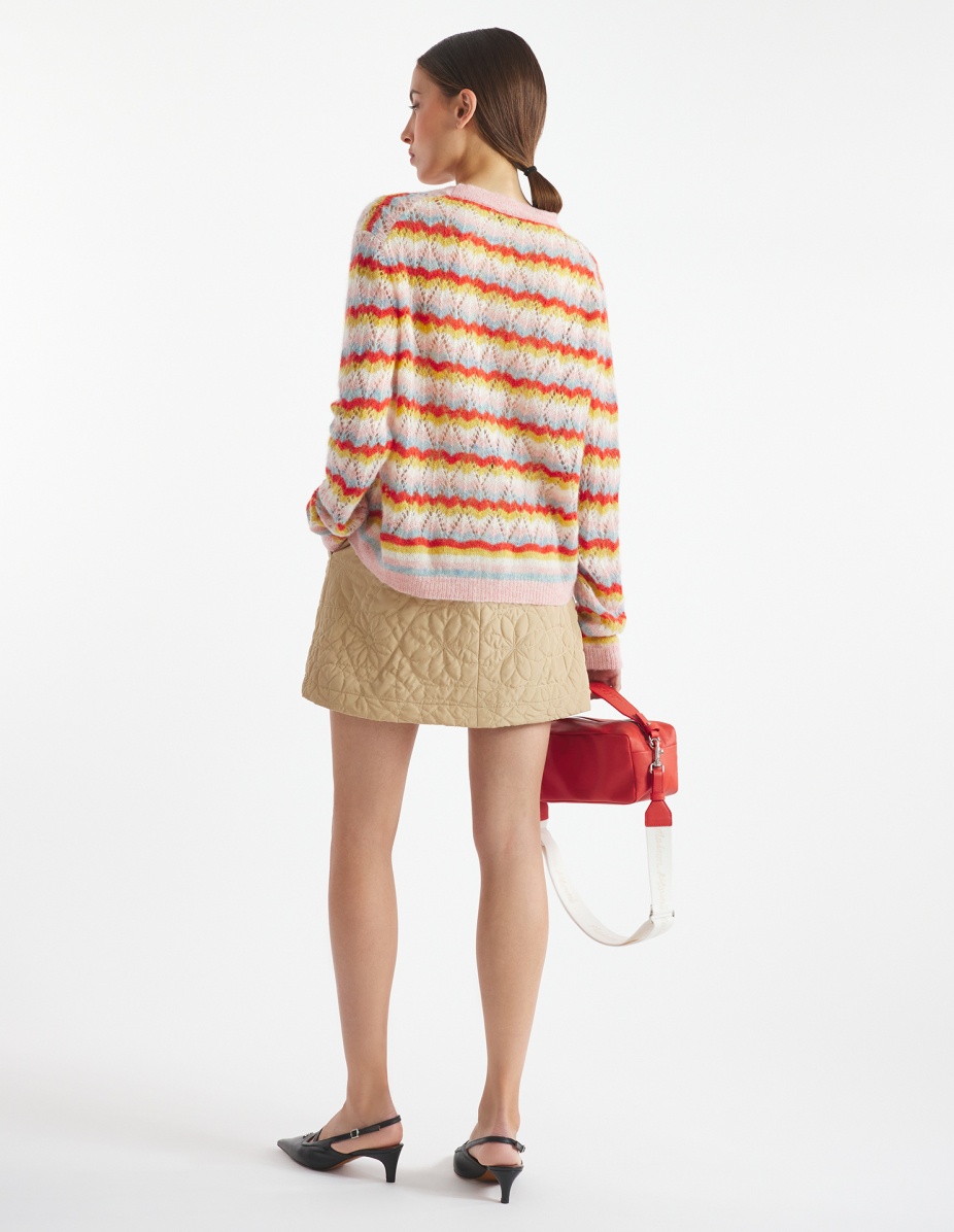 STRIPED ALPACA LACE CARDIGAN - 5