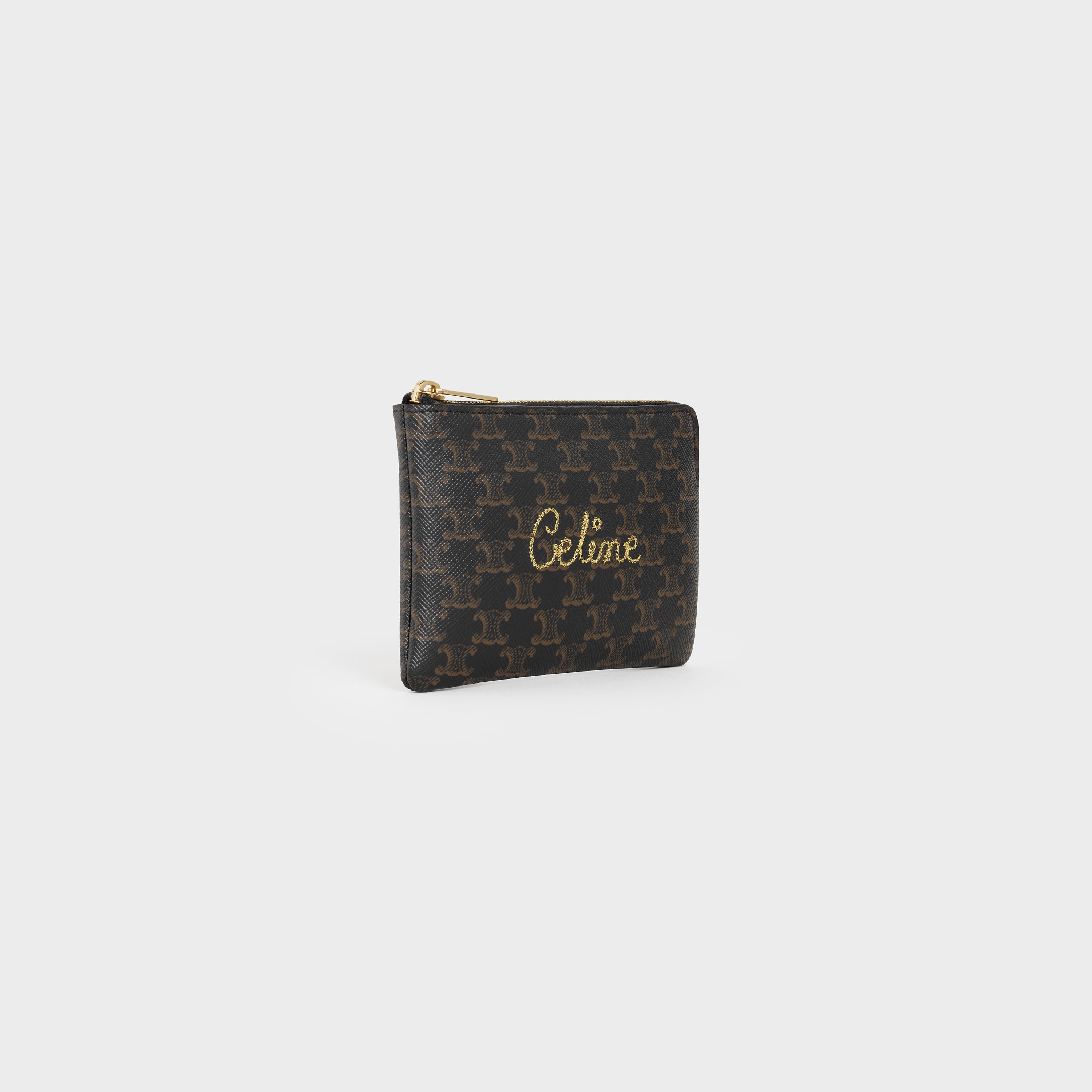 COIN & CARD POUCH WITH HOOK IN TRIOMPHE CANVAS WITH EMBROIDERED CELINE - 2