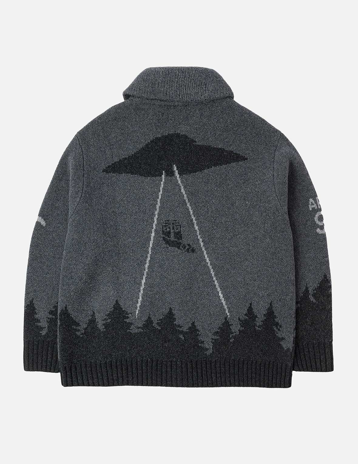 UFO and Cowichan Intarsia Patterns Relax Fit Knitted Sweatshirt - 4