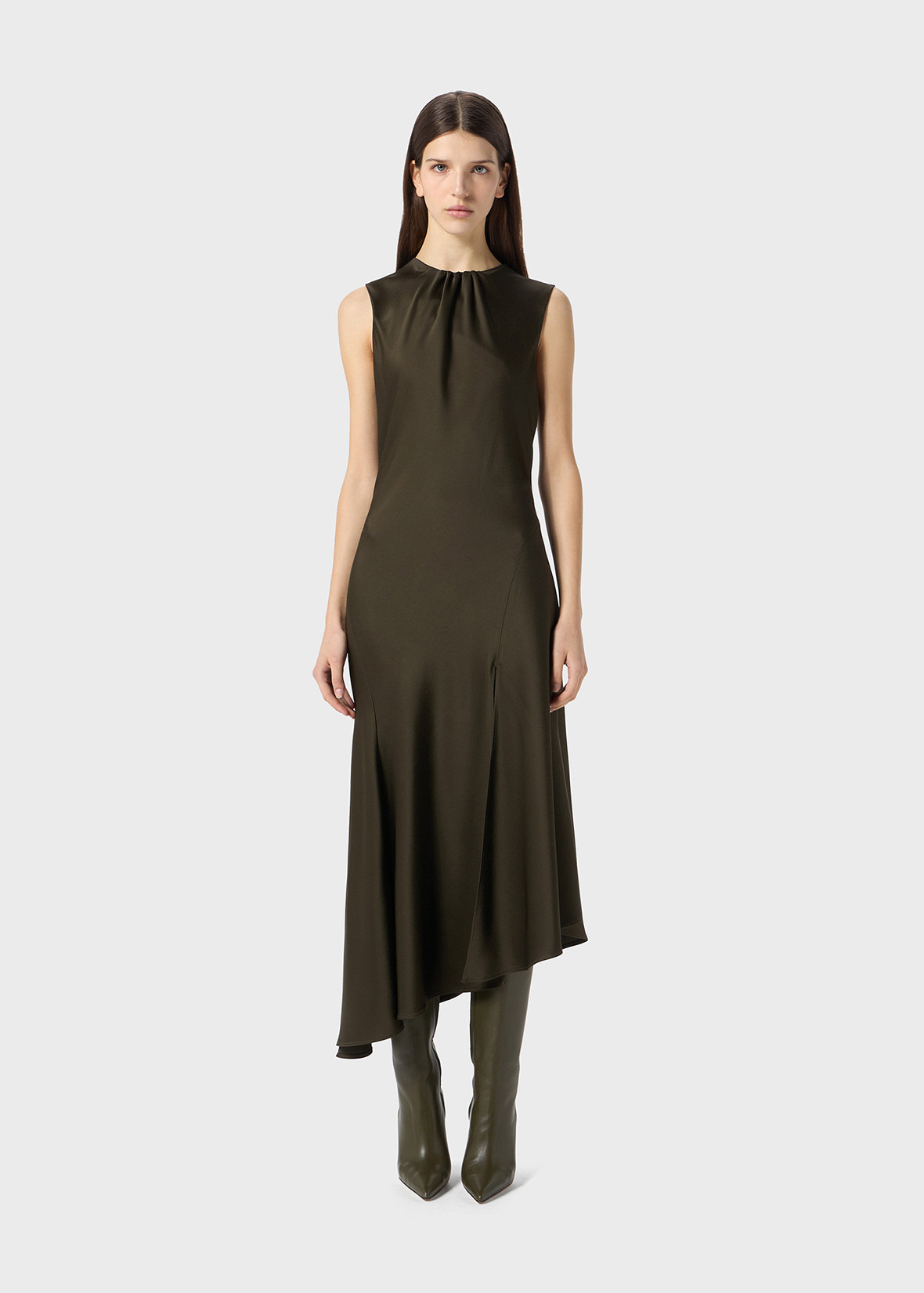MIDI SATIN DRESS WITH SLITS - 3