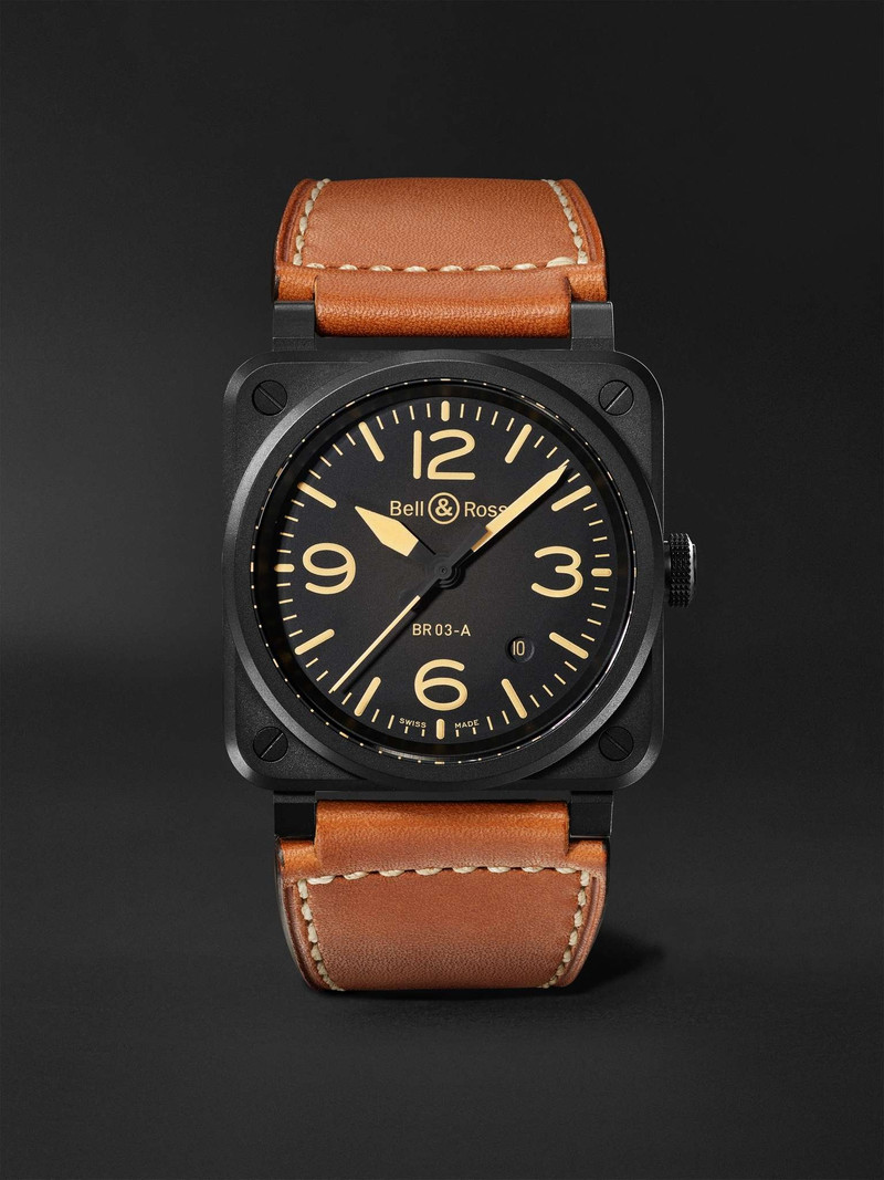 BR 03 Heritage Automatic 41mm Ceramic and Leather Watch, Ref. No. BR03A-HER-CE/SCA - 1