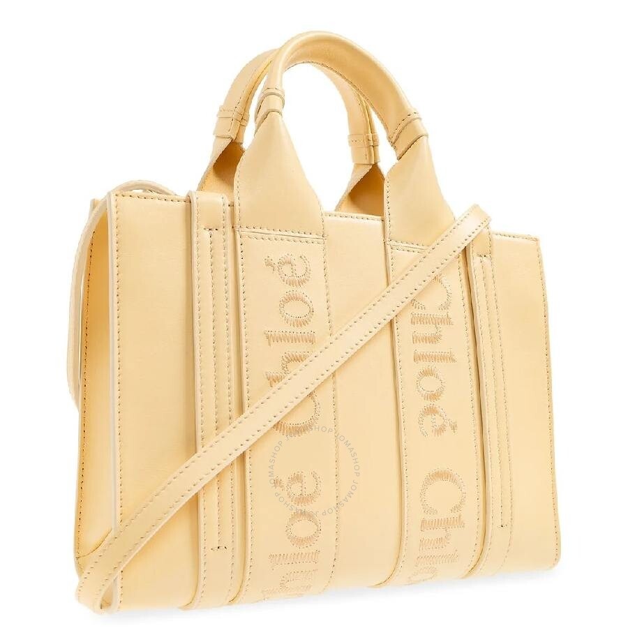Chloe Woody Small Logo Embroidered Leather Tote - 3