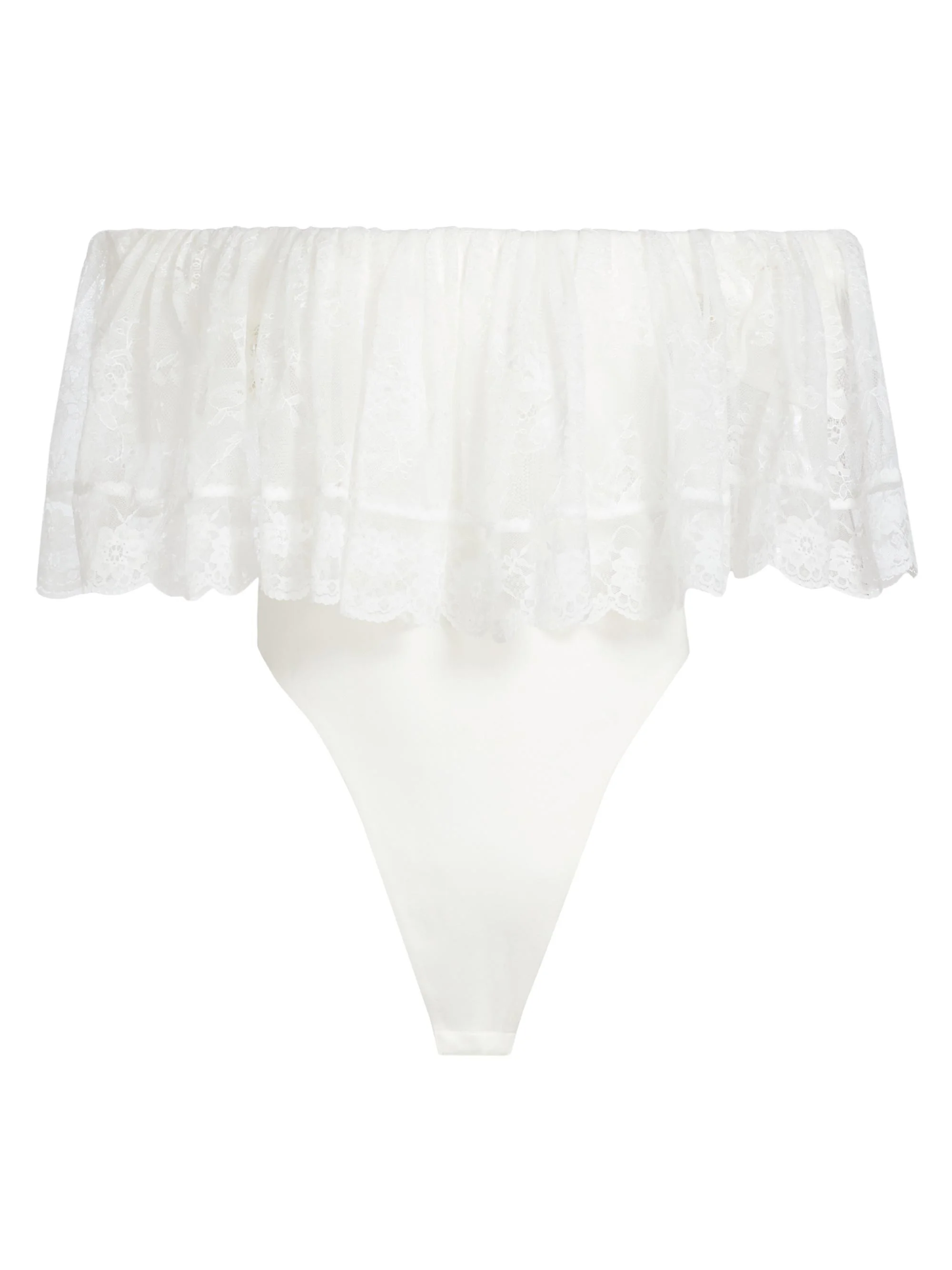 Women's Rosette Ruffled Off-The-Shoulder Bodysuit - White - 1