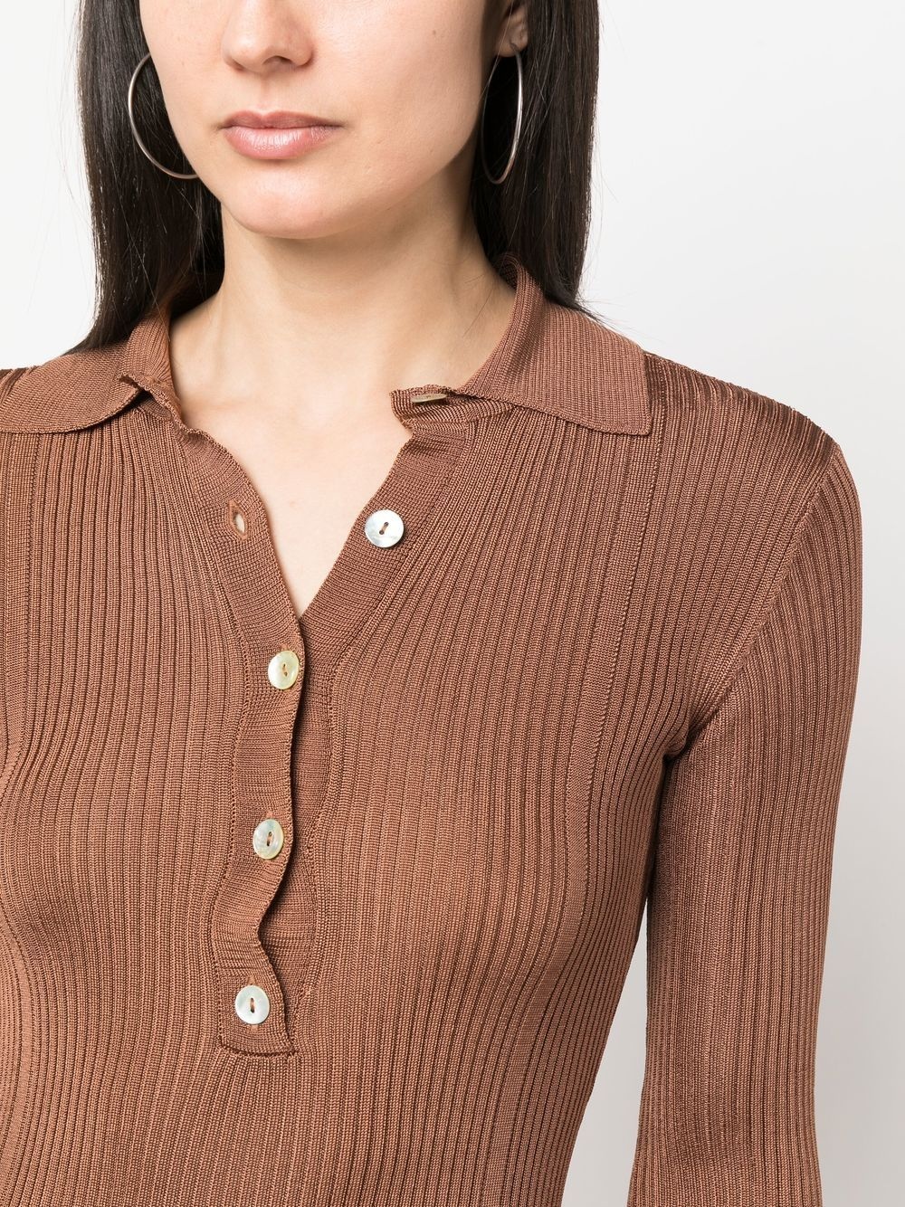 GLENN ribbed-knit polo dress - 5