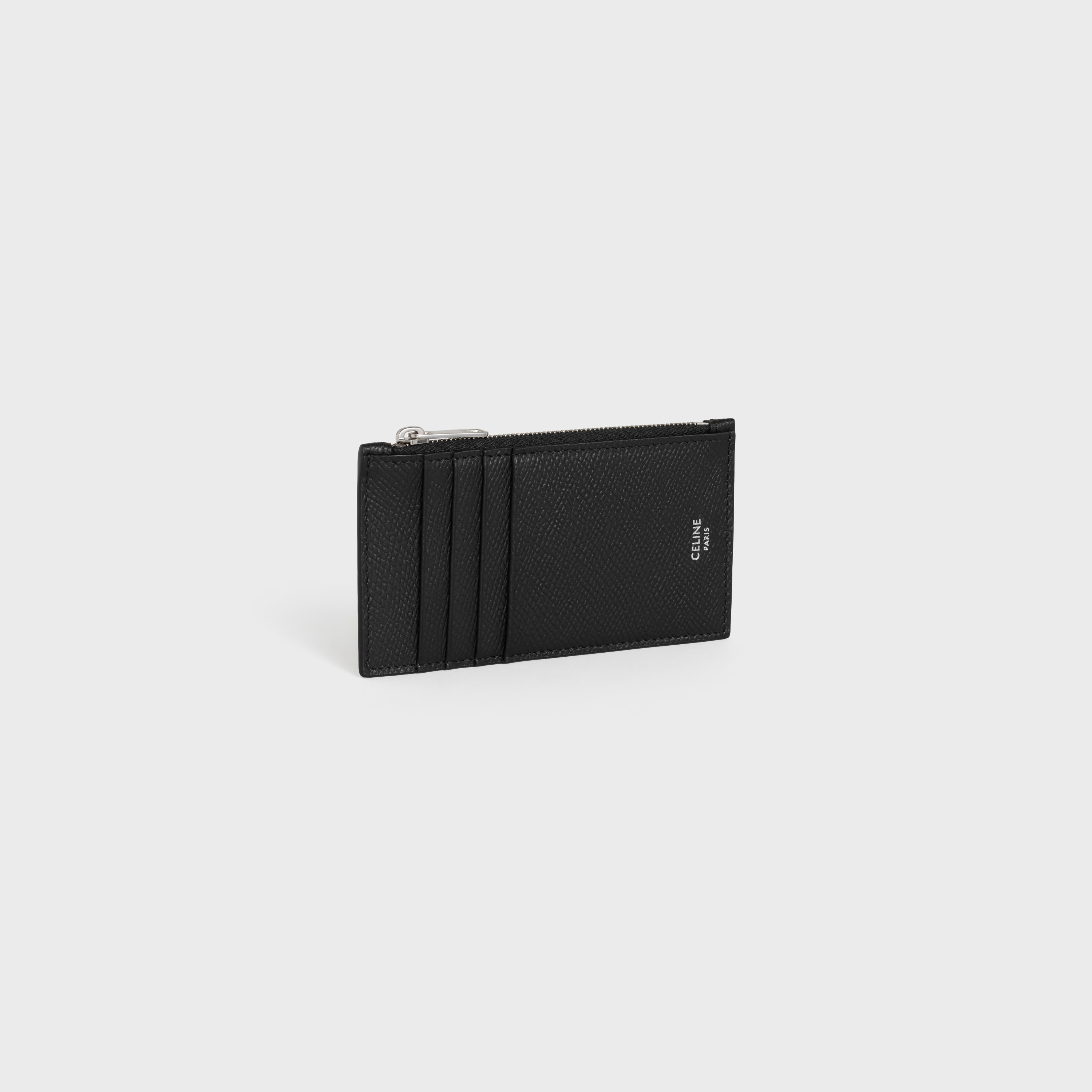 Zipped compact card holder in Grained calfskin - 2