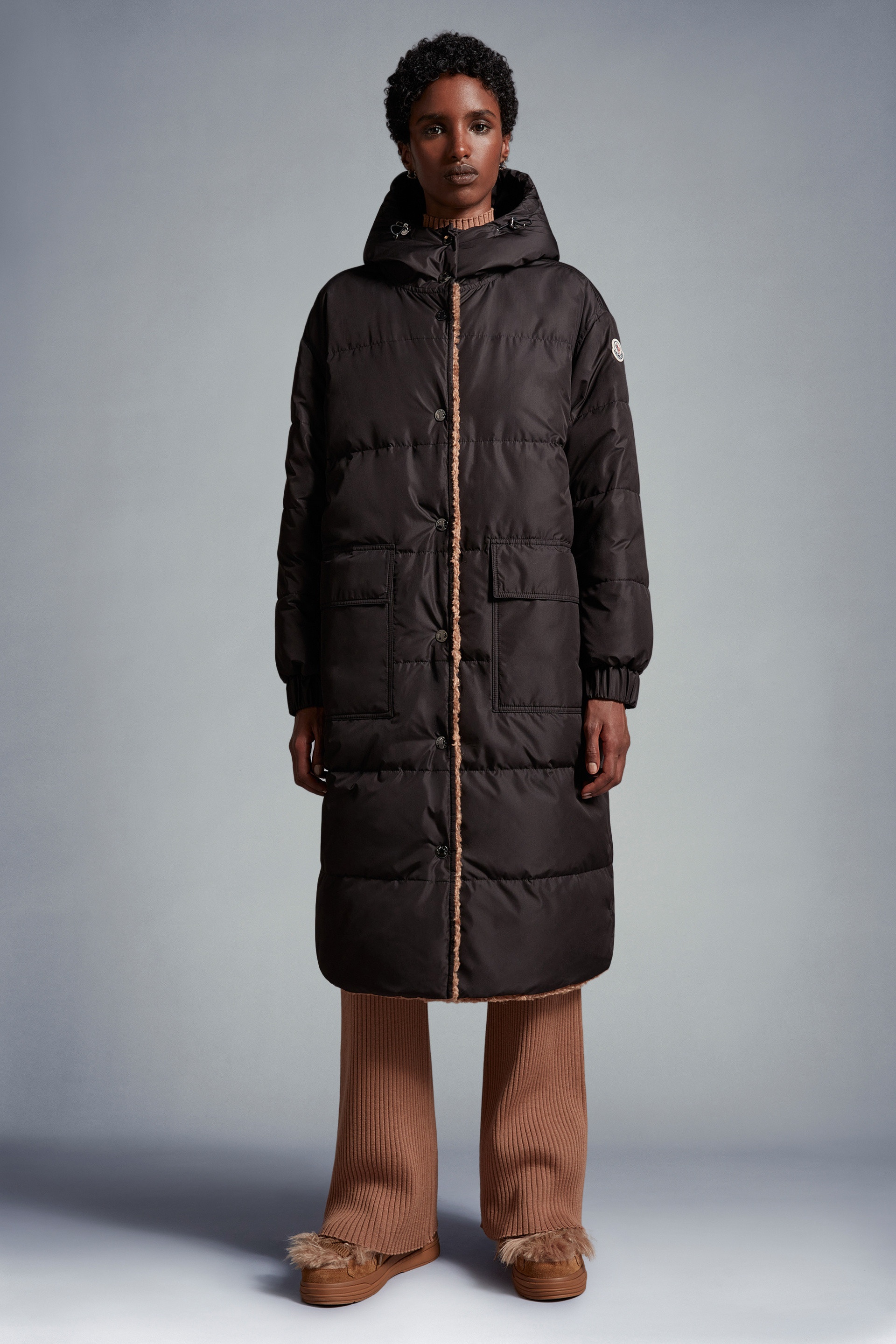 Moncler Bernache Teddy-Fleece Coat - Brown