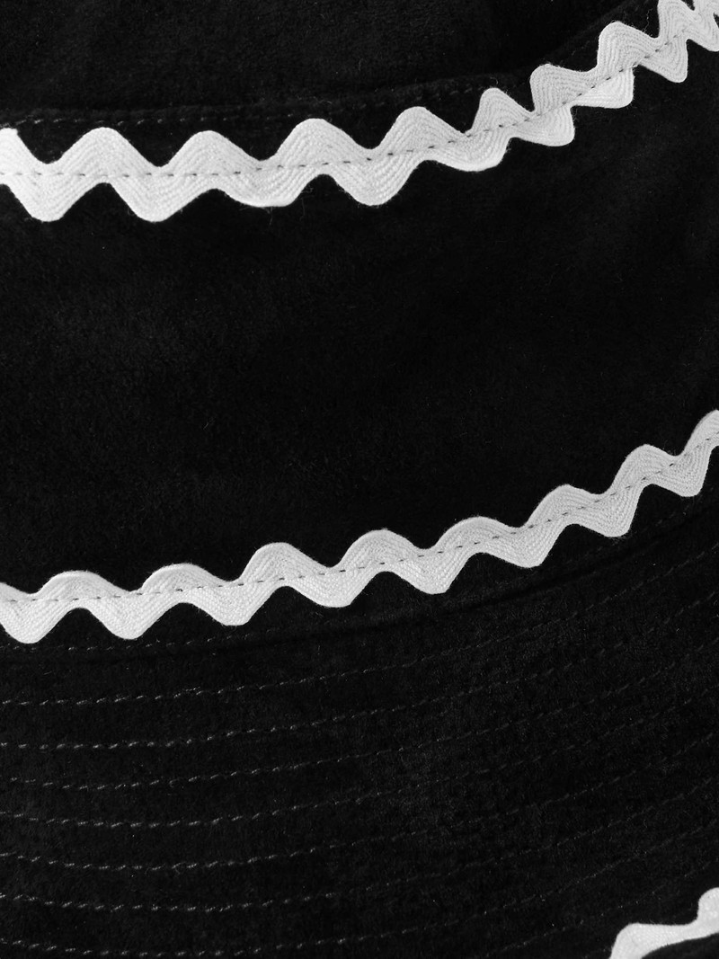 Rickrack-Trimmed Suede Bucket Hat 4